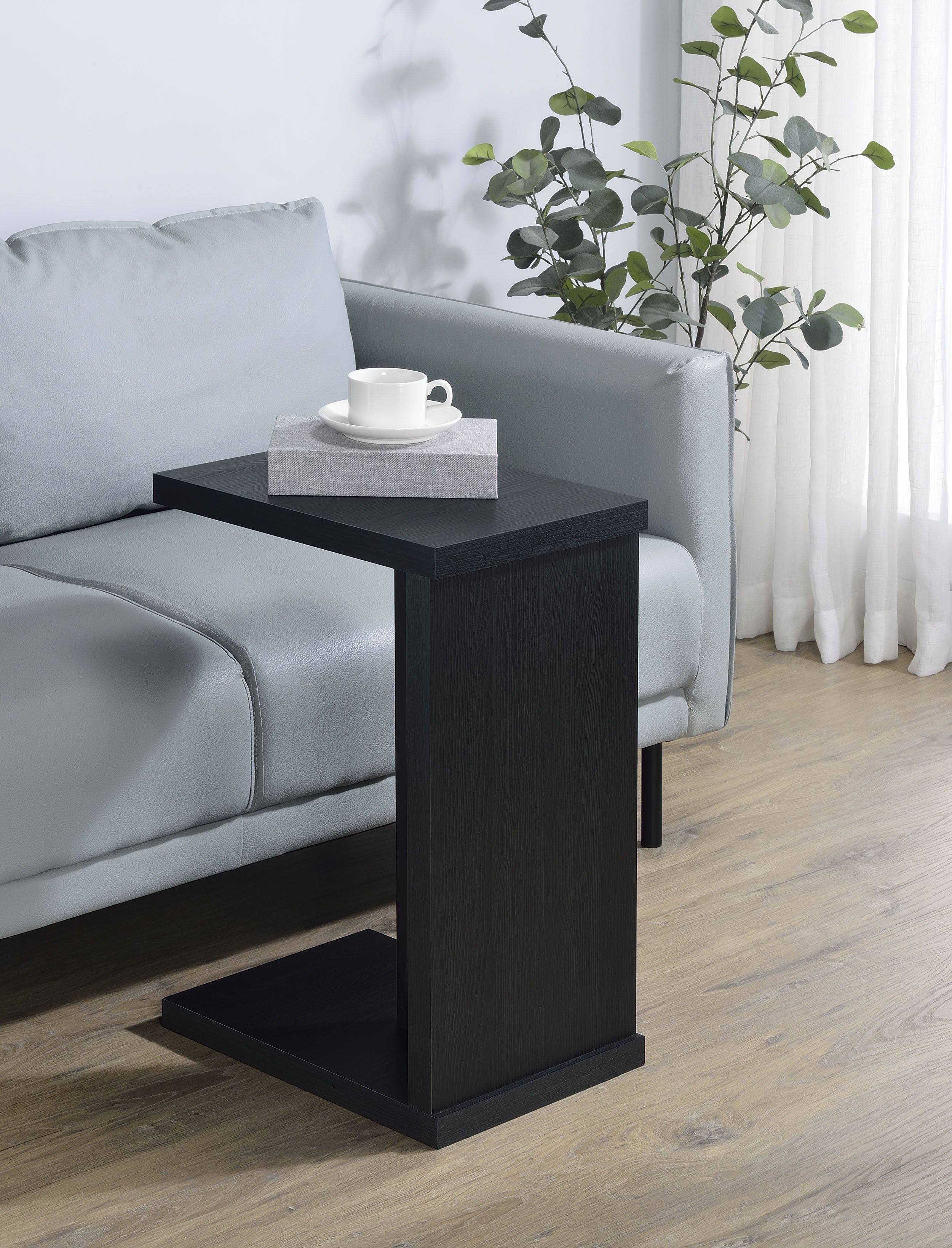 Clower Engineered Wood C-Shaped Sofa Side Table Black — view 2