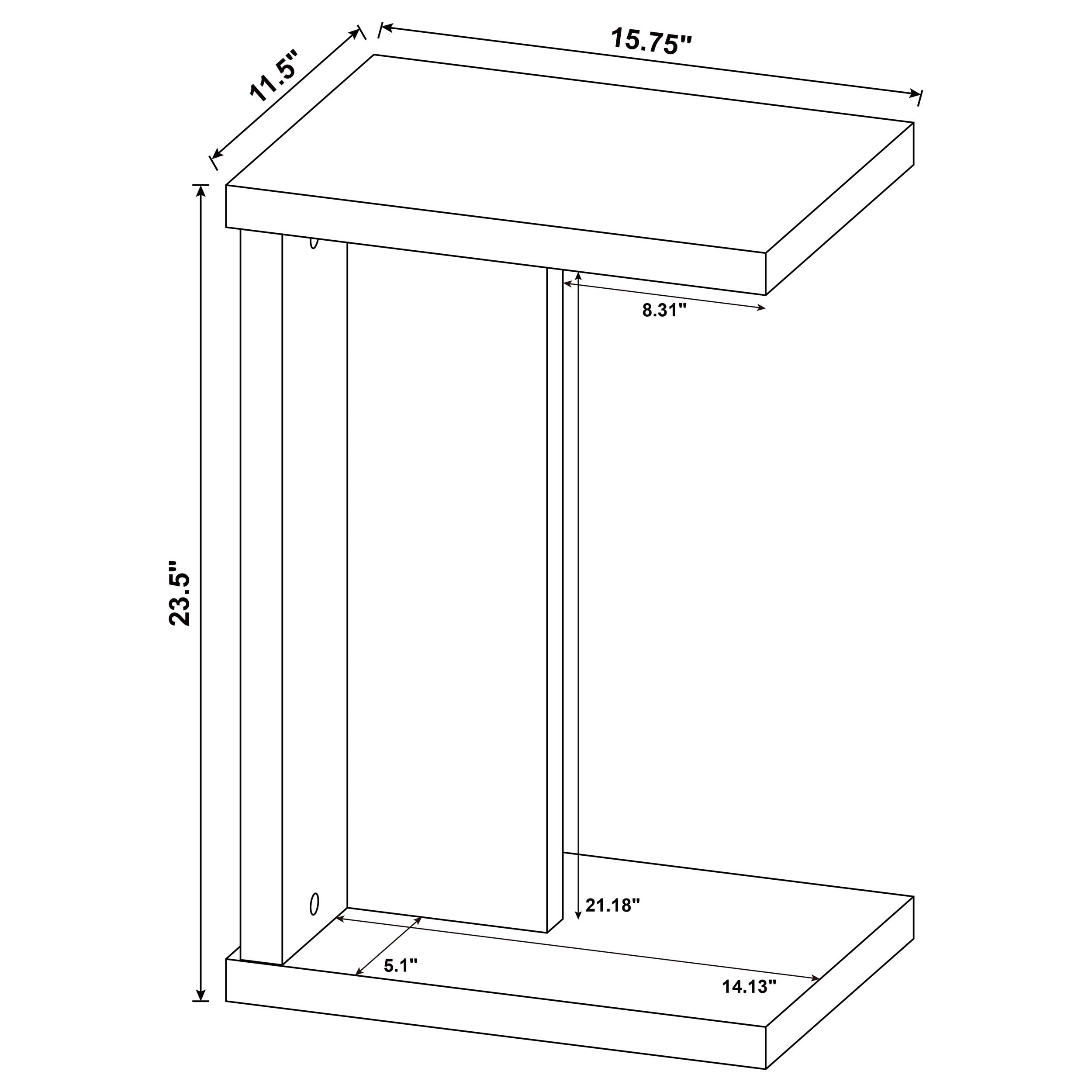 Clower Engineered Wood C-Shaped Sofa Side Table Black — view 10