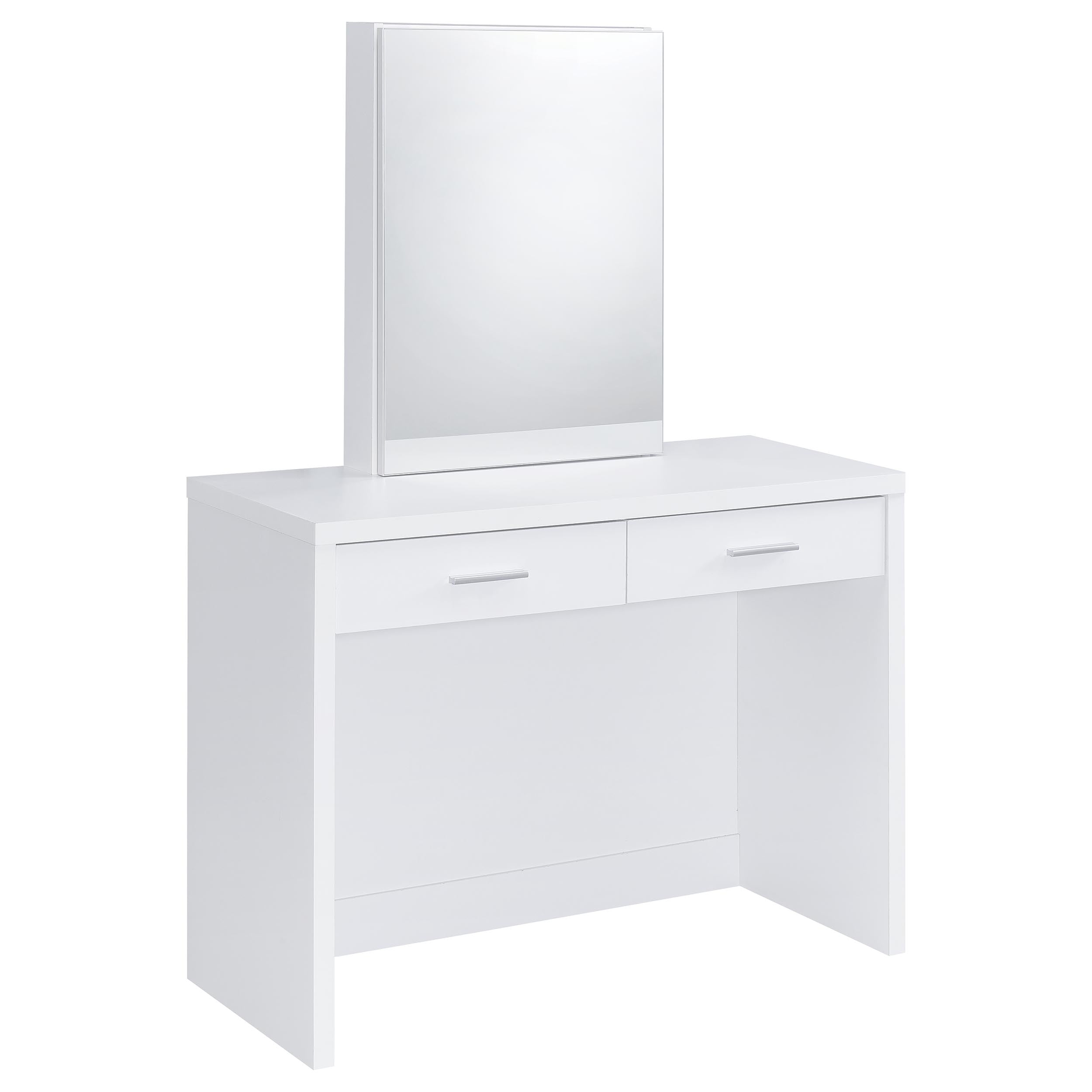 Bunbury Makeup Vanity Table Set Storage Mirror and Stool White — view 4