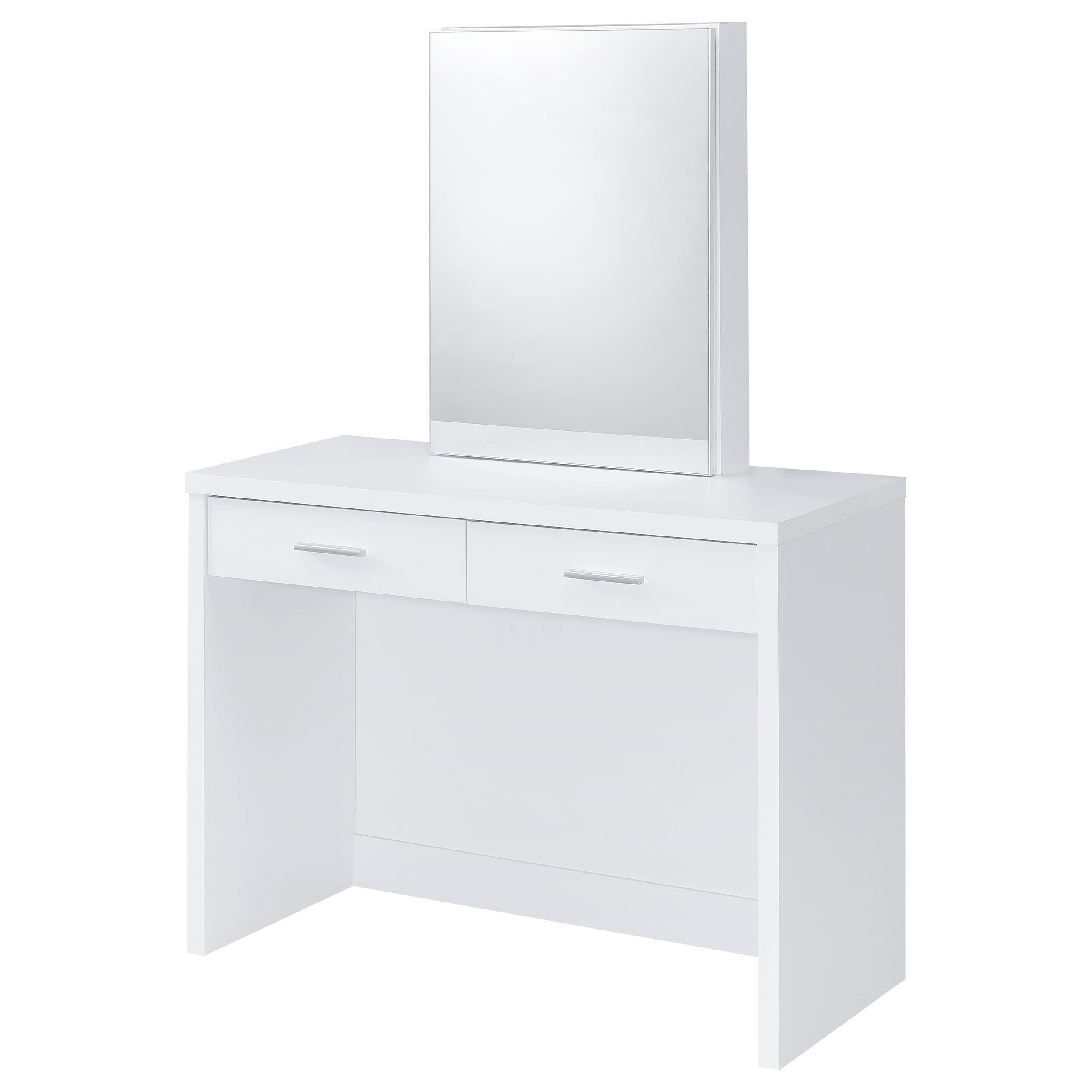 Bunbury Makeup Vanity Table Set Storage Mirror and Stool White — view 7