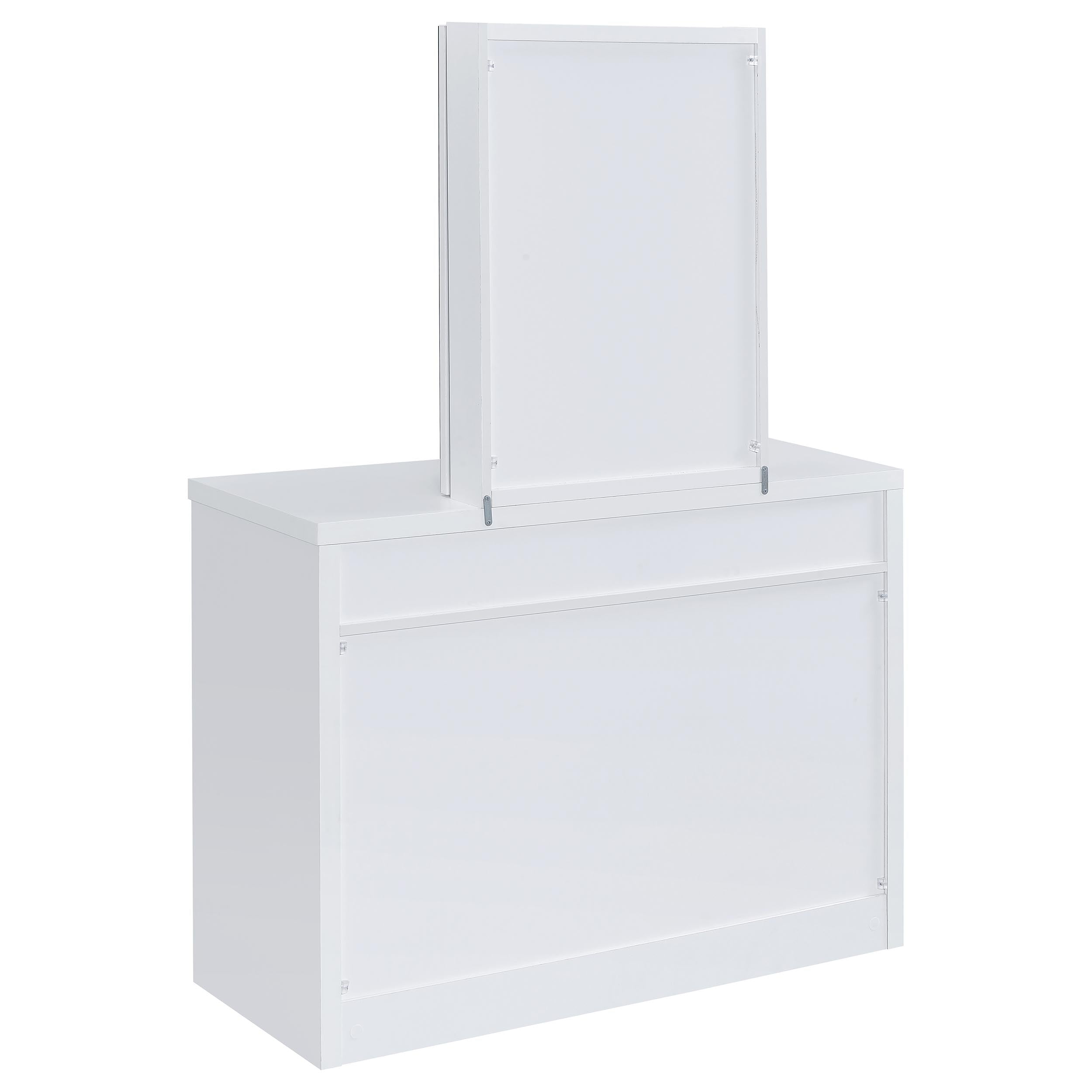Bunbury Makeup Vanity Table Set Storage Mirror and Stool White — view 9
