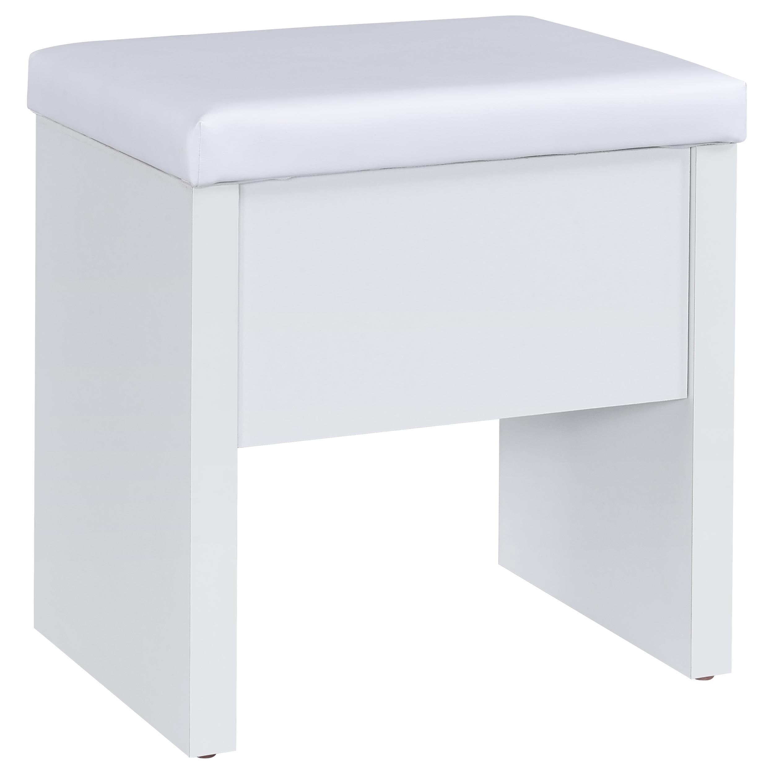 Bunbury Makeup Vanity Table Set Storage Mirror and Stool White — view 14