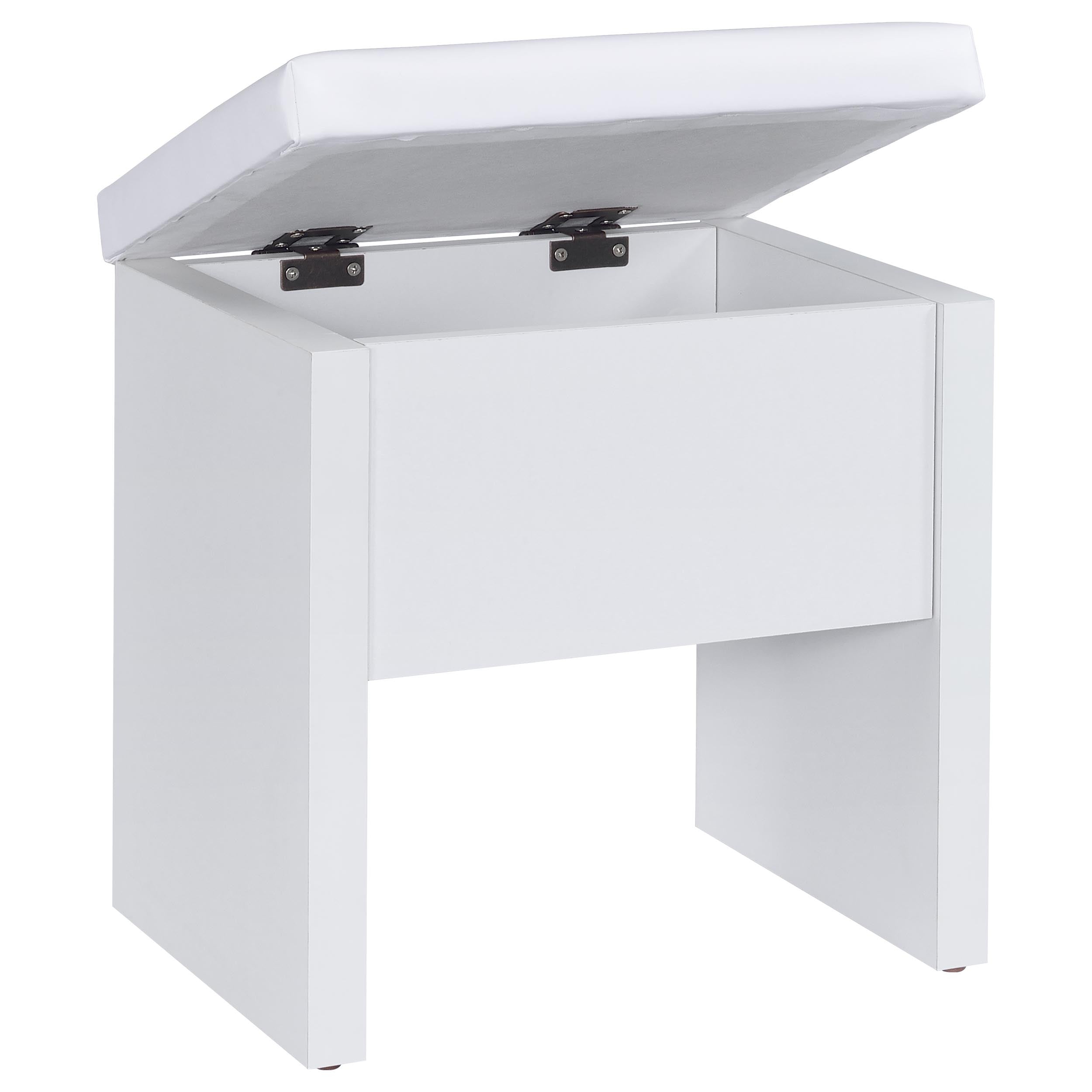 Bunbury Makeup Vanity Table Set Storage Mirror and Stool White — view 15