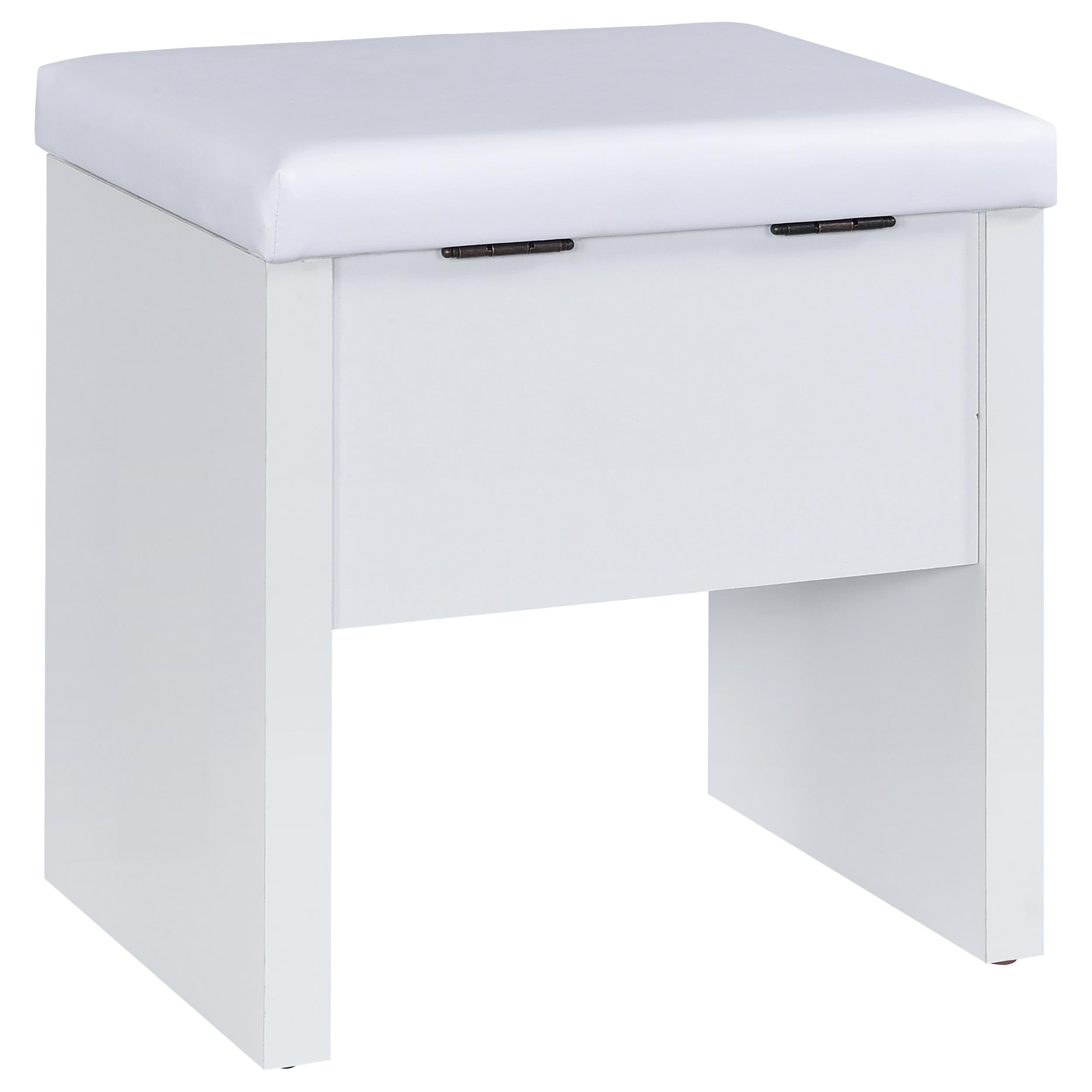 Bunbury Makeup Vanity Table Set Storage Mirror and Stool White — view 17