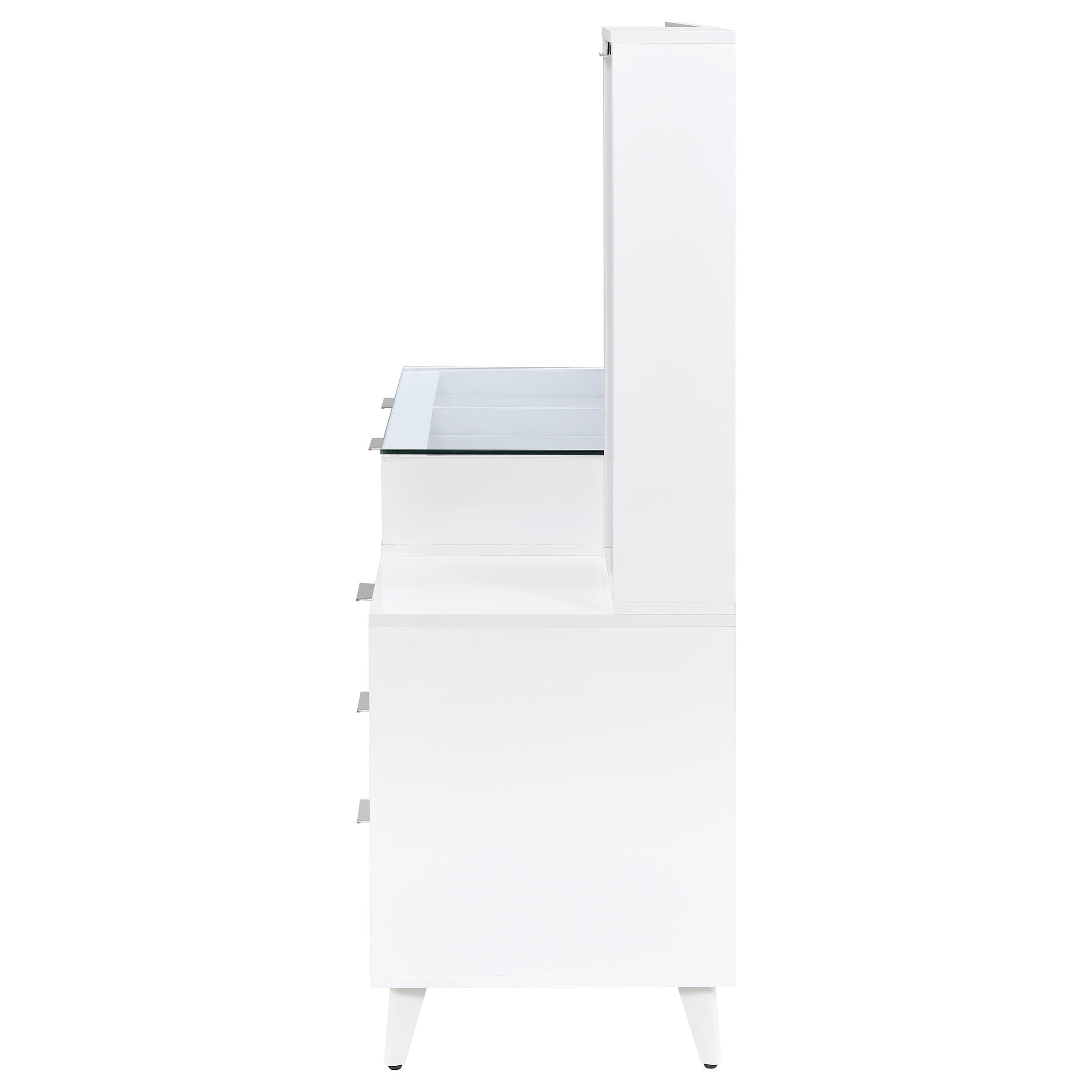 Souza 5-Drawer Makeup Vanity Table With LED Mirror White High Gloss — view 7