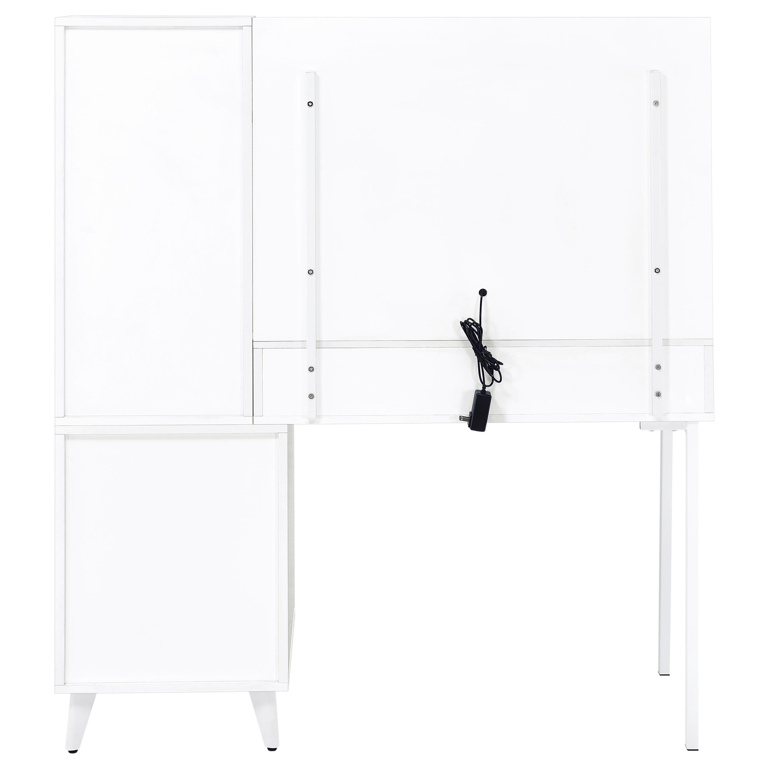 Souza 5-Drawer Makeup Vanity Table With LED Mirror White High Gloss — view 9