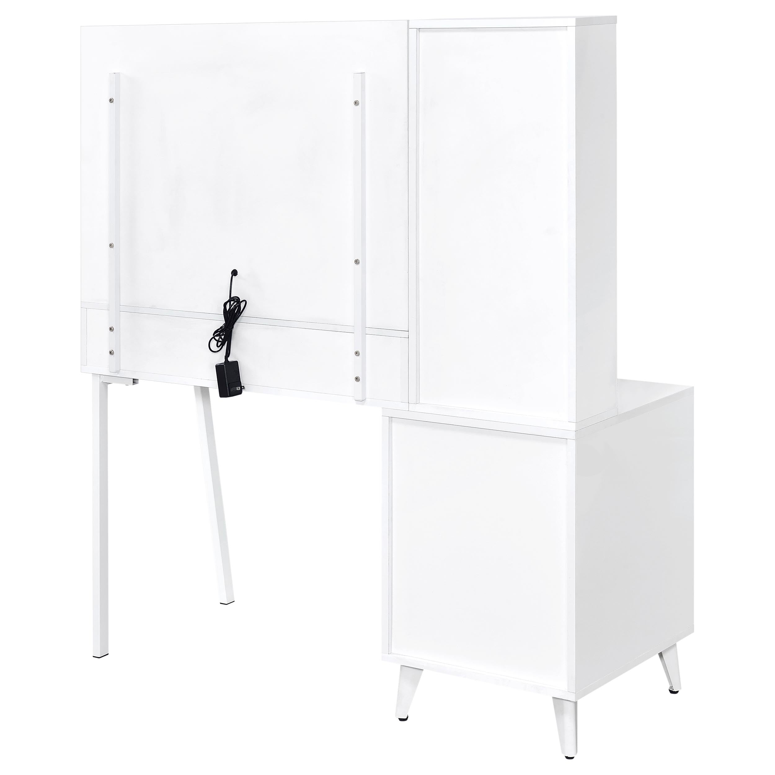 Souza 5-Drawer Makeup Vanity Table With LED Mirror White High Gloss — view 10