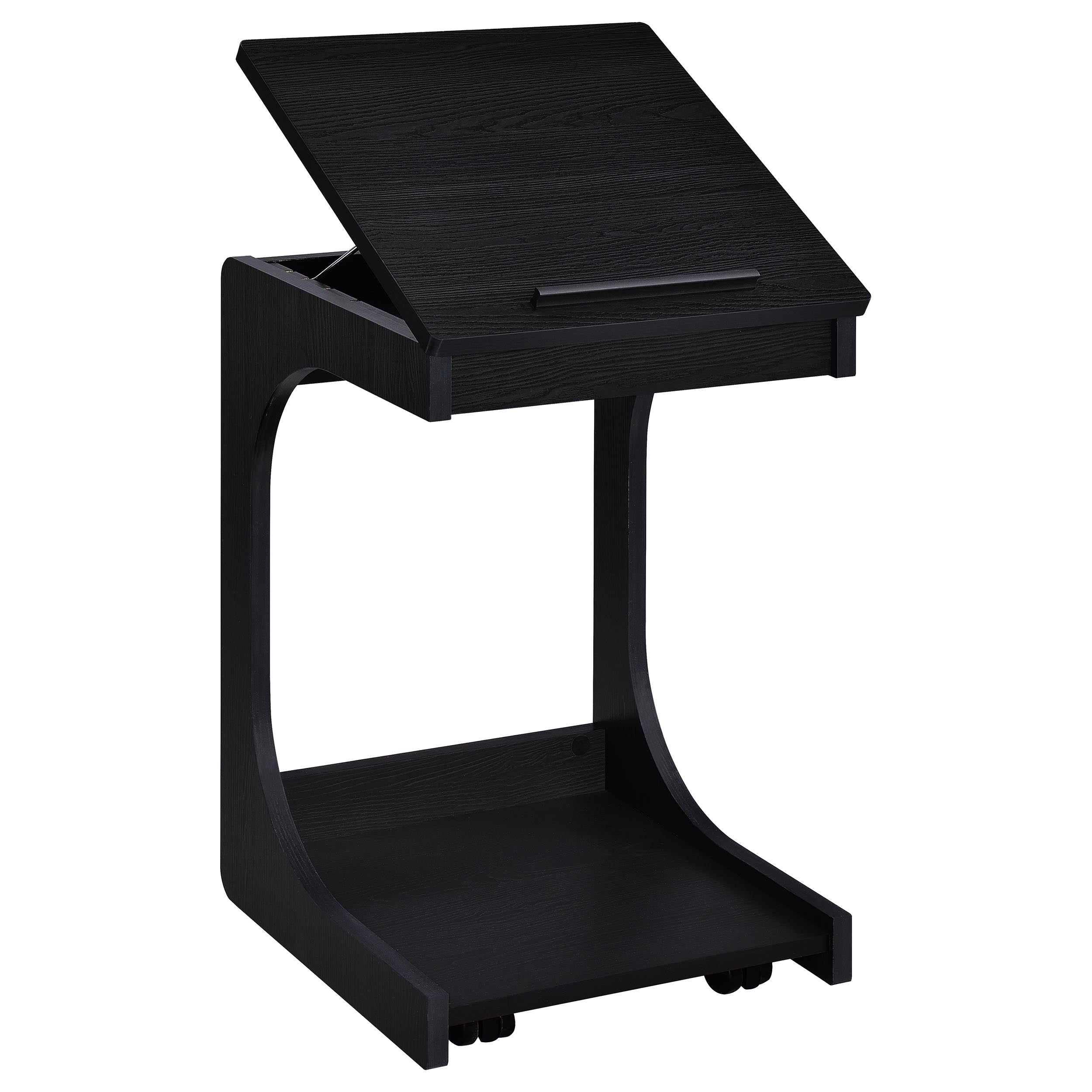 Ralston C-Shaped Lift-Top Sofa Side Table With Casters Black — view 5