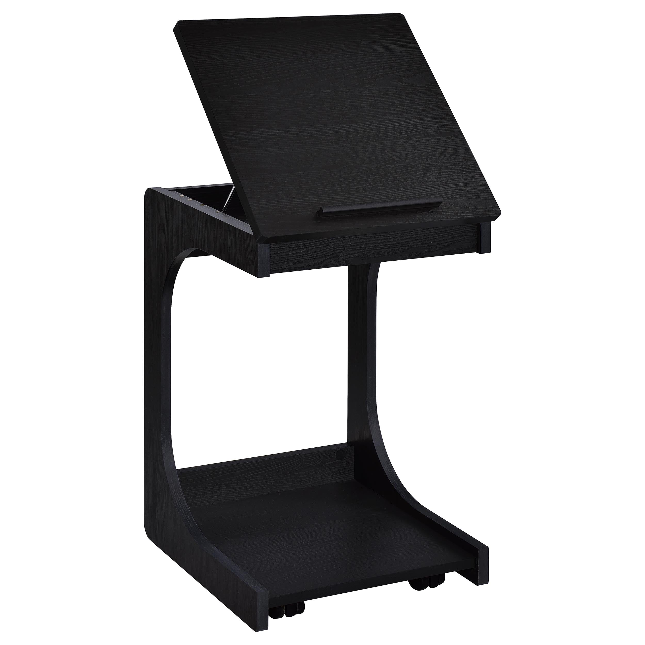 Ralston C-Shaped Lift-Top Sofa Side Table With Casters Black — view 7