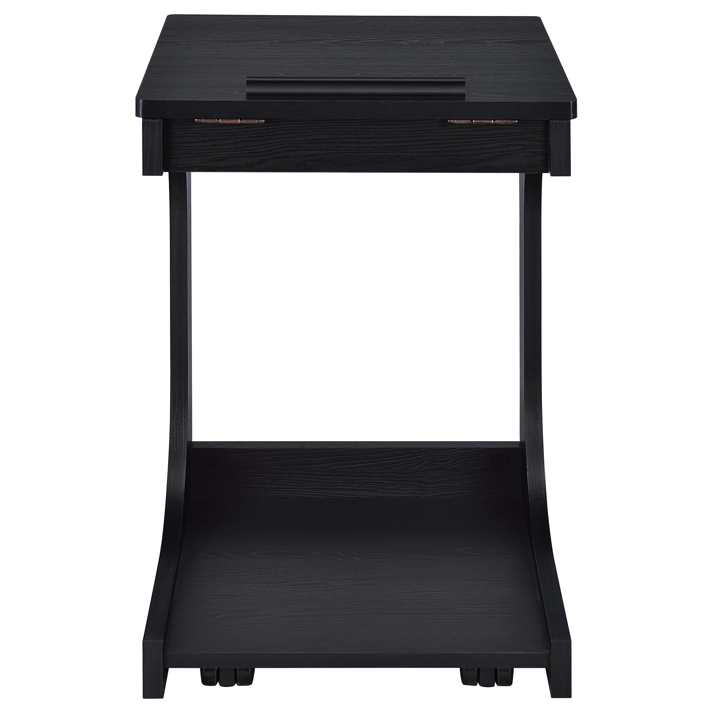 Ralston C-Shaped Lift-Top Sofa Side Table With Casters Black — view 8