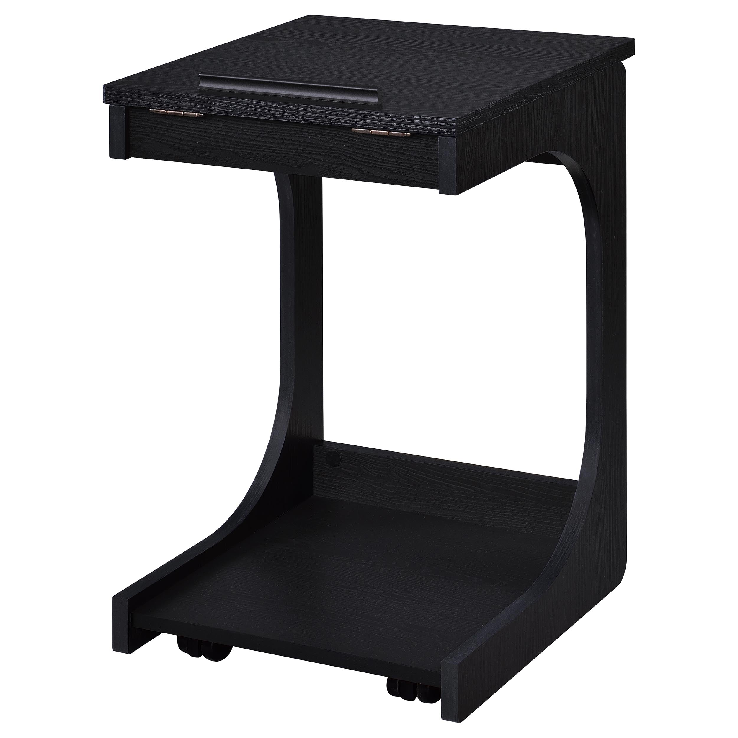 Ralston C-Shaped Lift-Top Sofa Side Table With Casters Black — view 9