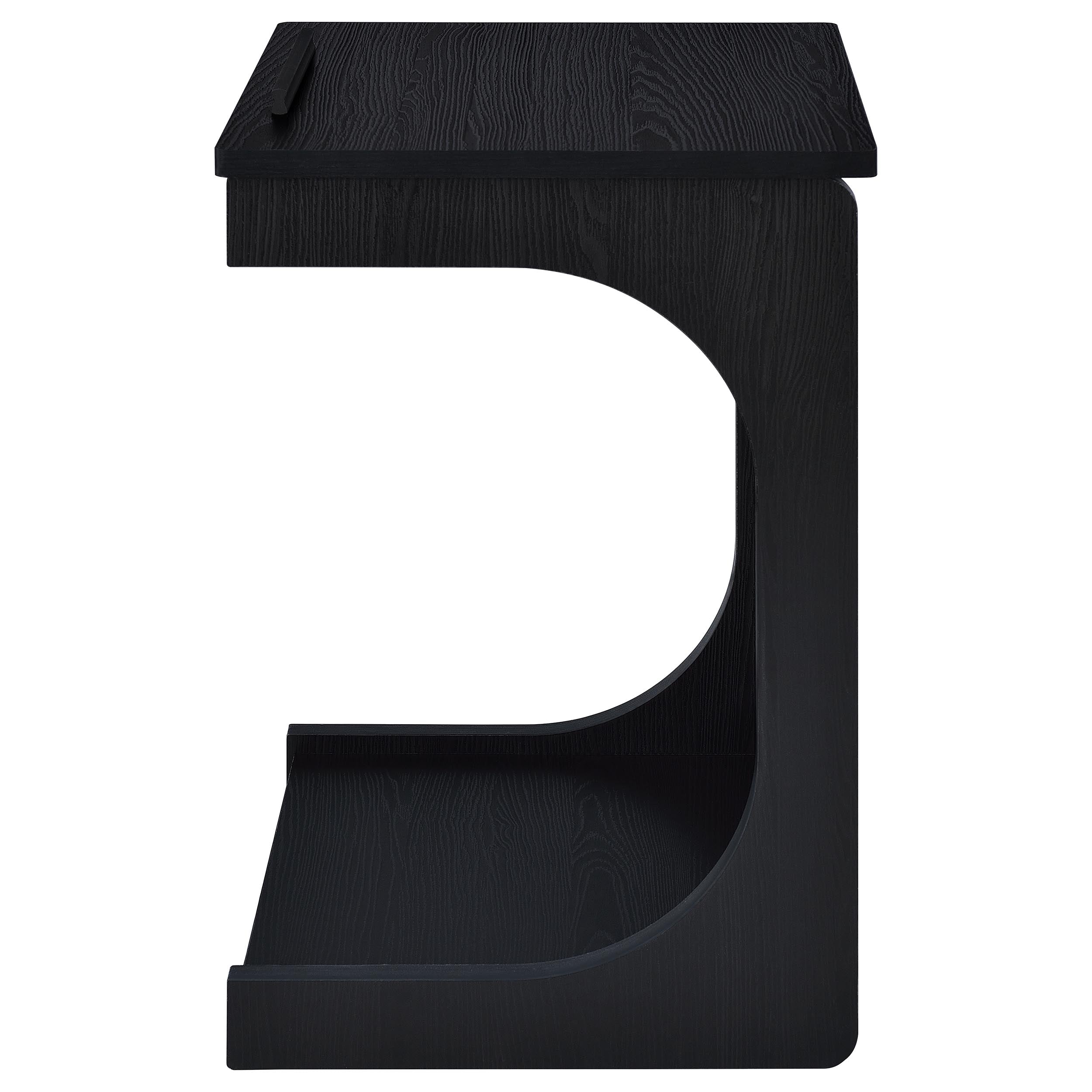 Ralston C-Shaped Lift-Top Sofa Side Table With Casters Black — view 10
