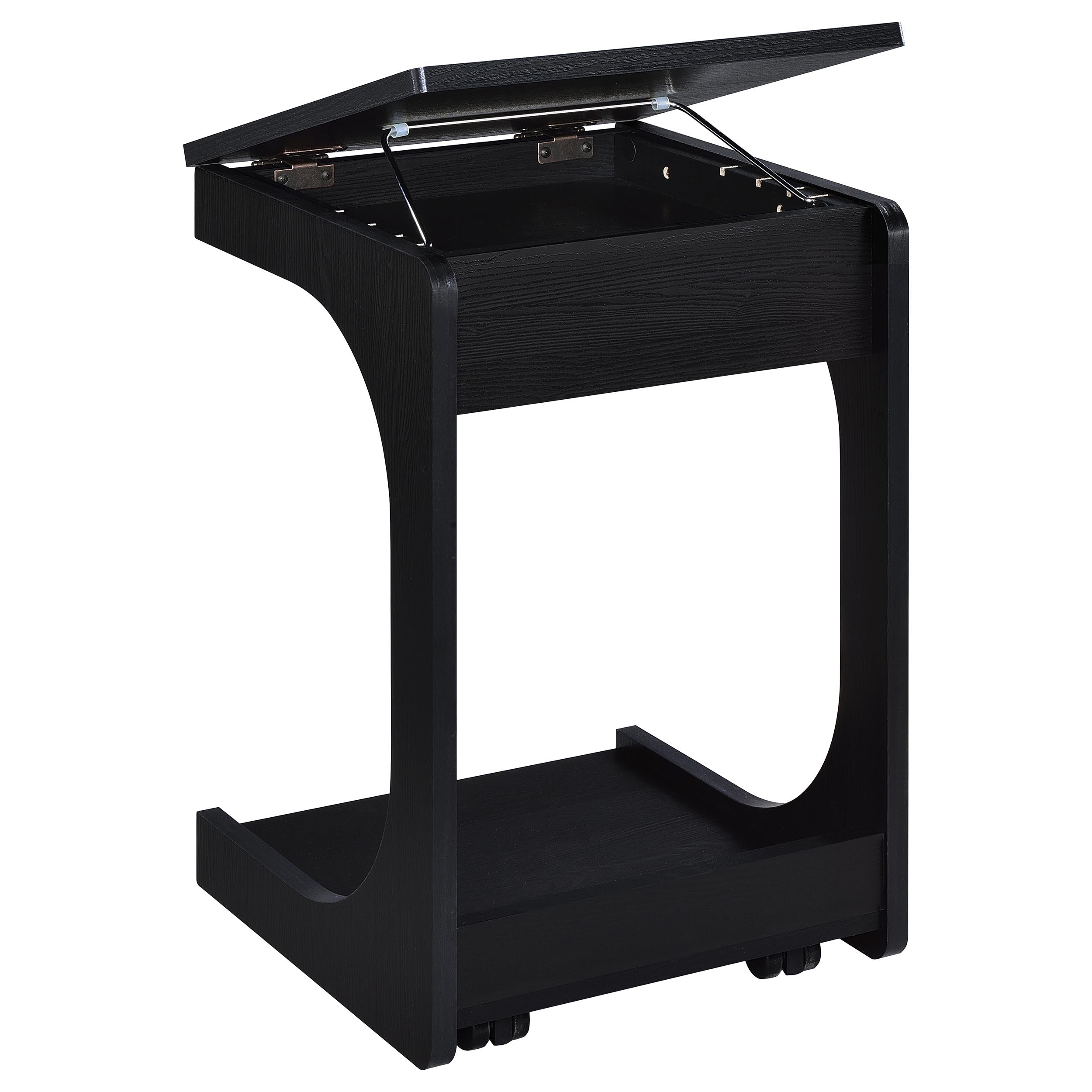 Ralston C-Shaped Lift-Top Sofa Side Table With Casters Black — view 12