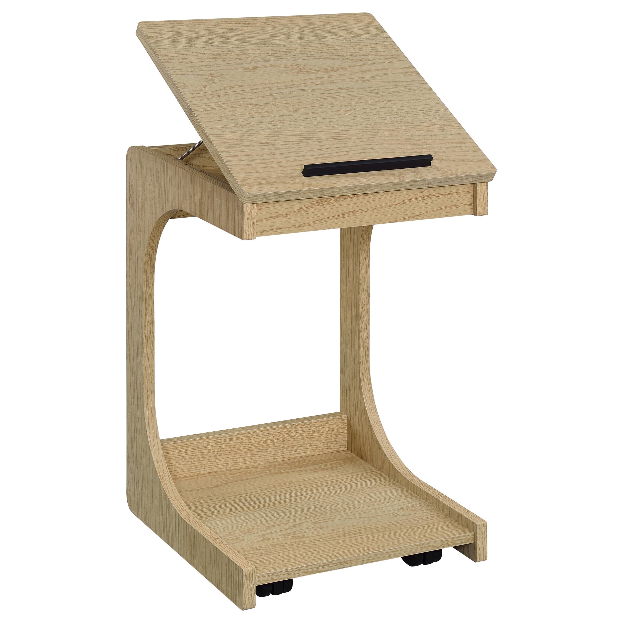 Ralston C-Shaped Lift-Top Sofa Side Table With Casters Light Oak — view 5