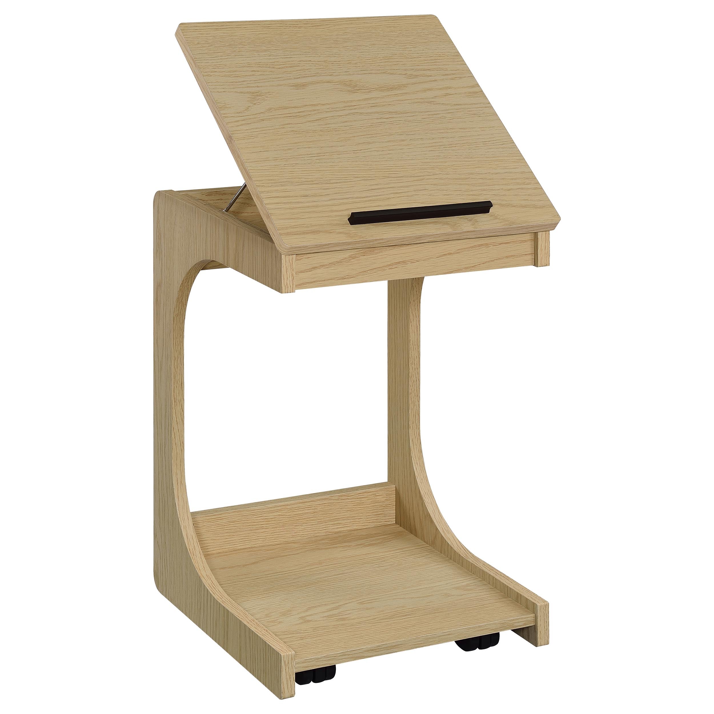 Ralston C-Shaped Lift-Top Sofa Side Table With Casters Light Oak — view 6