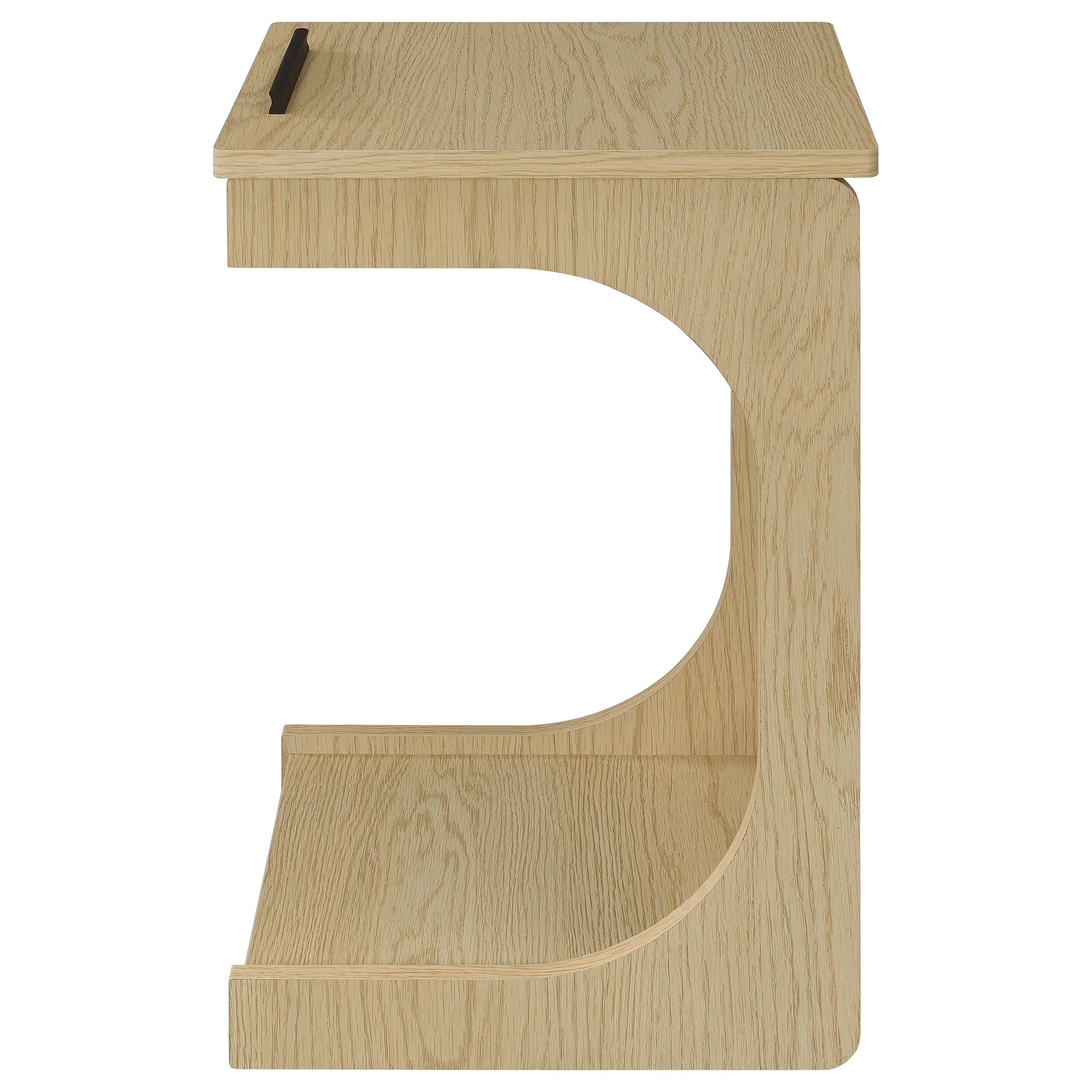 Ralston C-Shaped Lift-Top Sofa Side Table With Casters Light Oak — view 10