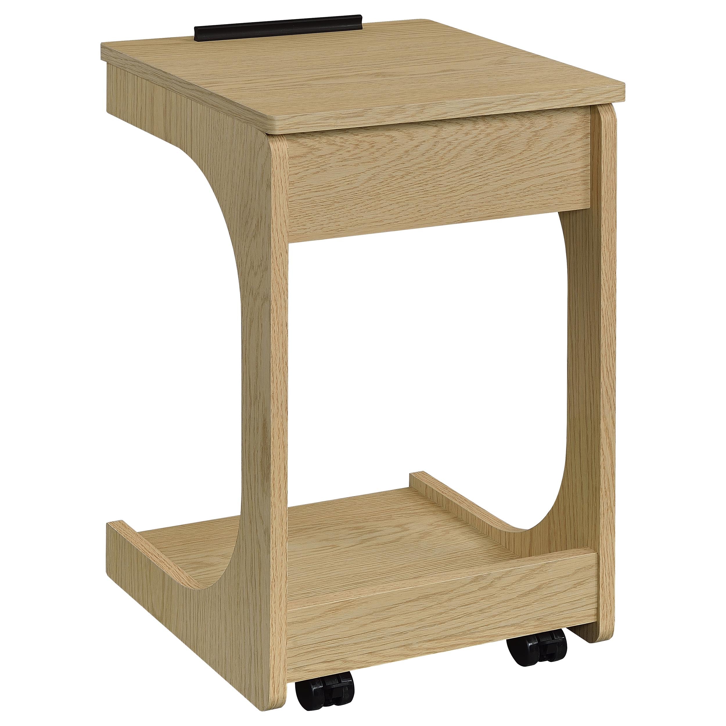 Ralston C-Shaped Lift-Top Sofa Side Table With Casters Light Oak — view 11