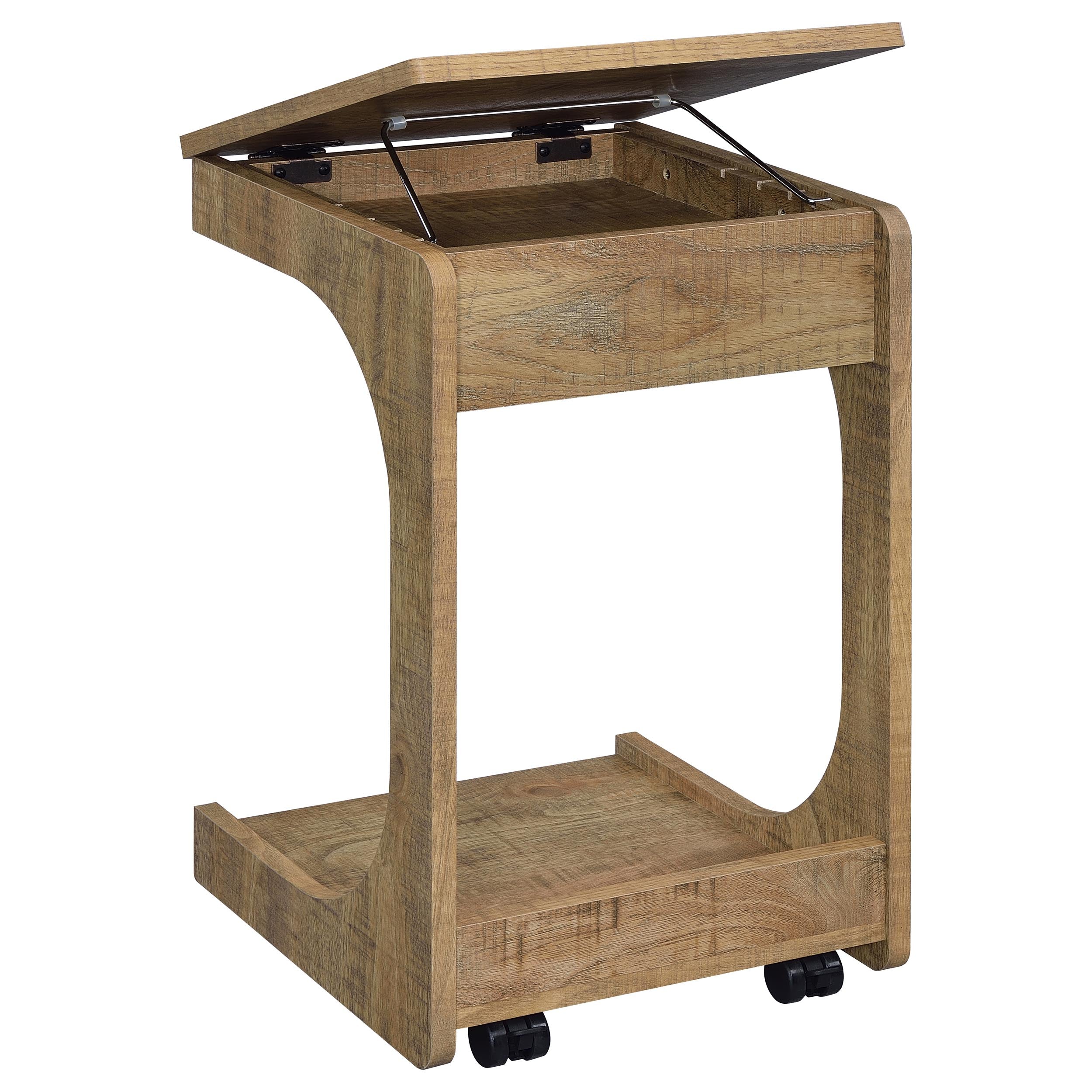 Ralston C-Shaped Lift-Top Sofa Side Table With Casters Mango — view 12