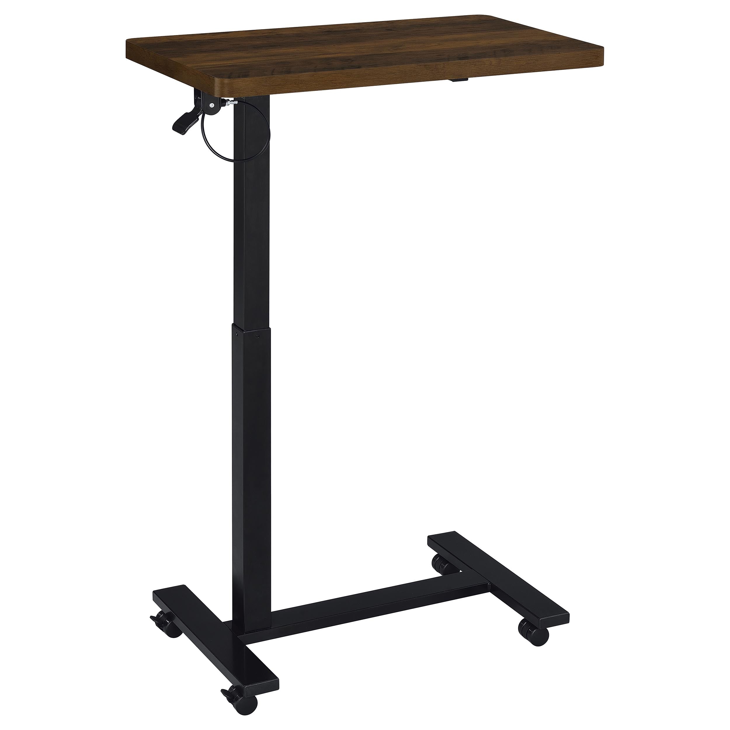 Westpark Pneumatic Adjustable C-Shape Side Table with Casters Dark Pine — view 5