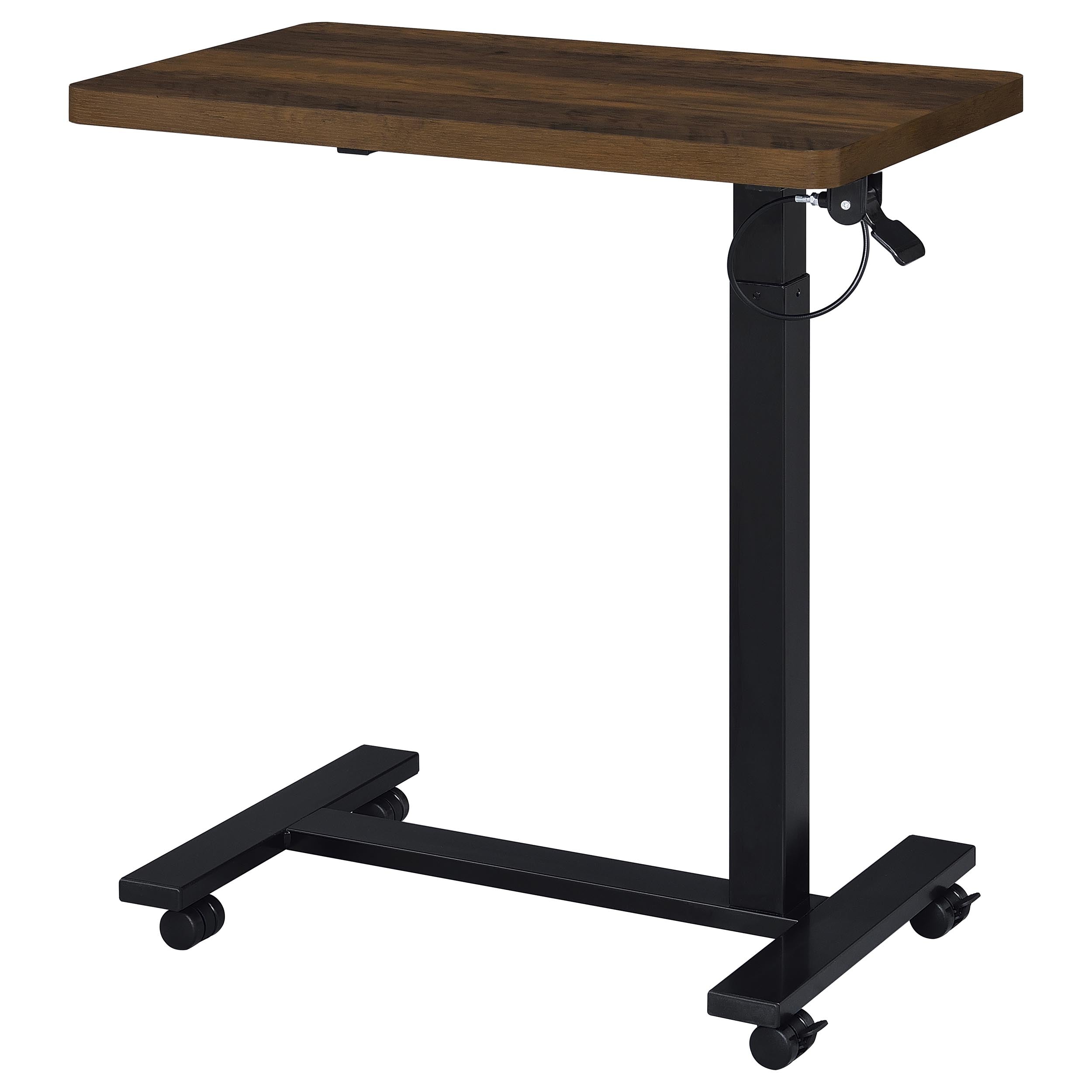 Westpark Pneumatic Adjustable C-Shape Side Table with Casters Dark Pine — view 7