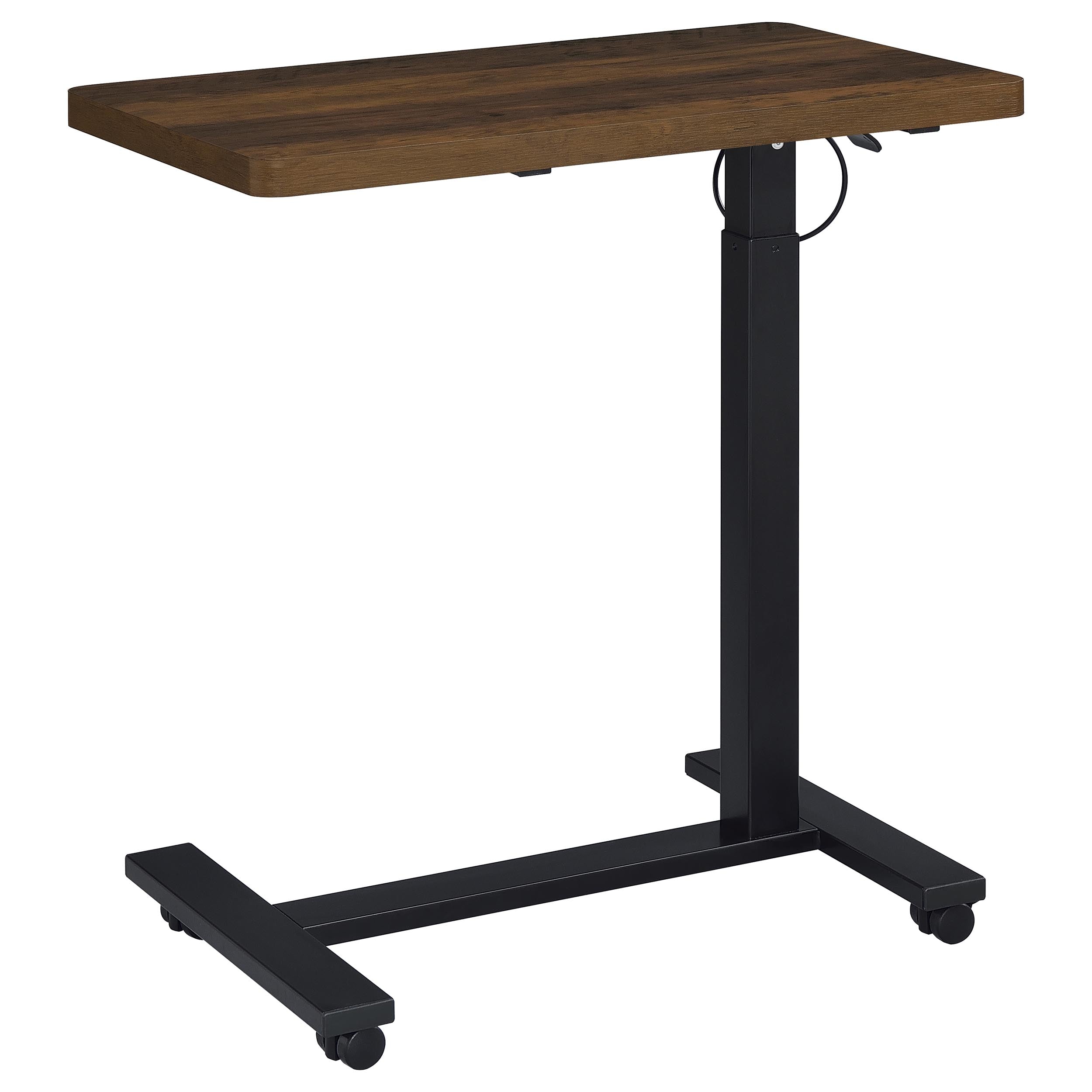 Westpark Pneumatic Adjustable C-Shape Side Table with Casters Dark Pine — view 9