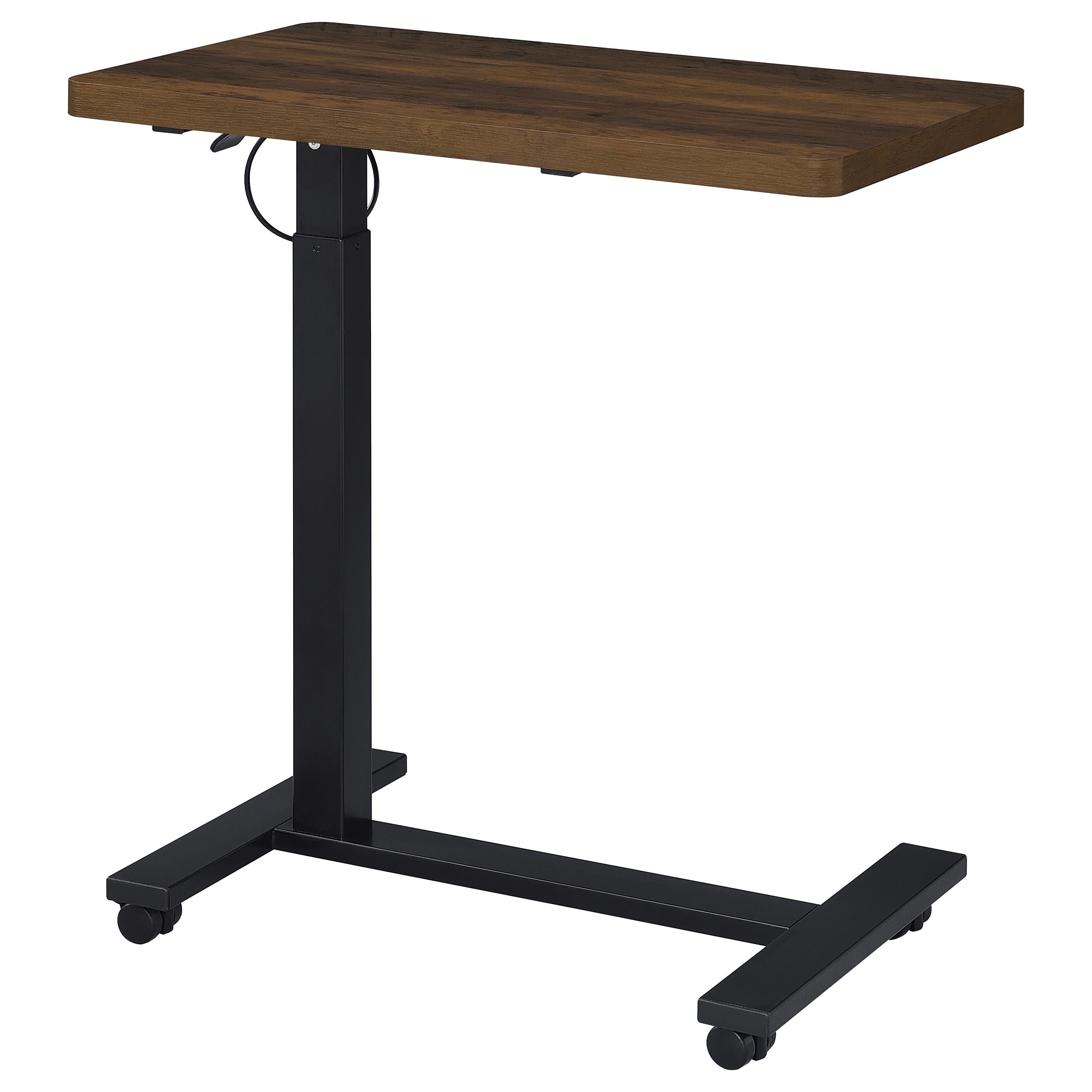 Westpark Pneumatic Adjustable C-Shape Side Table with Casters Dark Pine — view 10