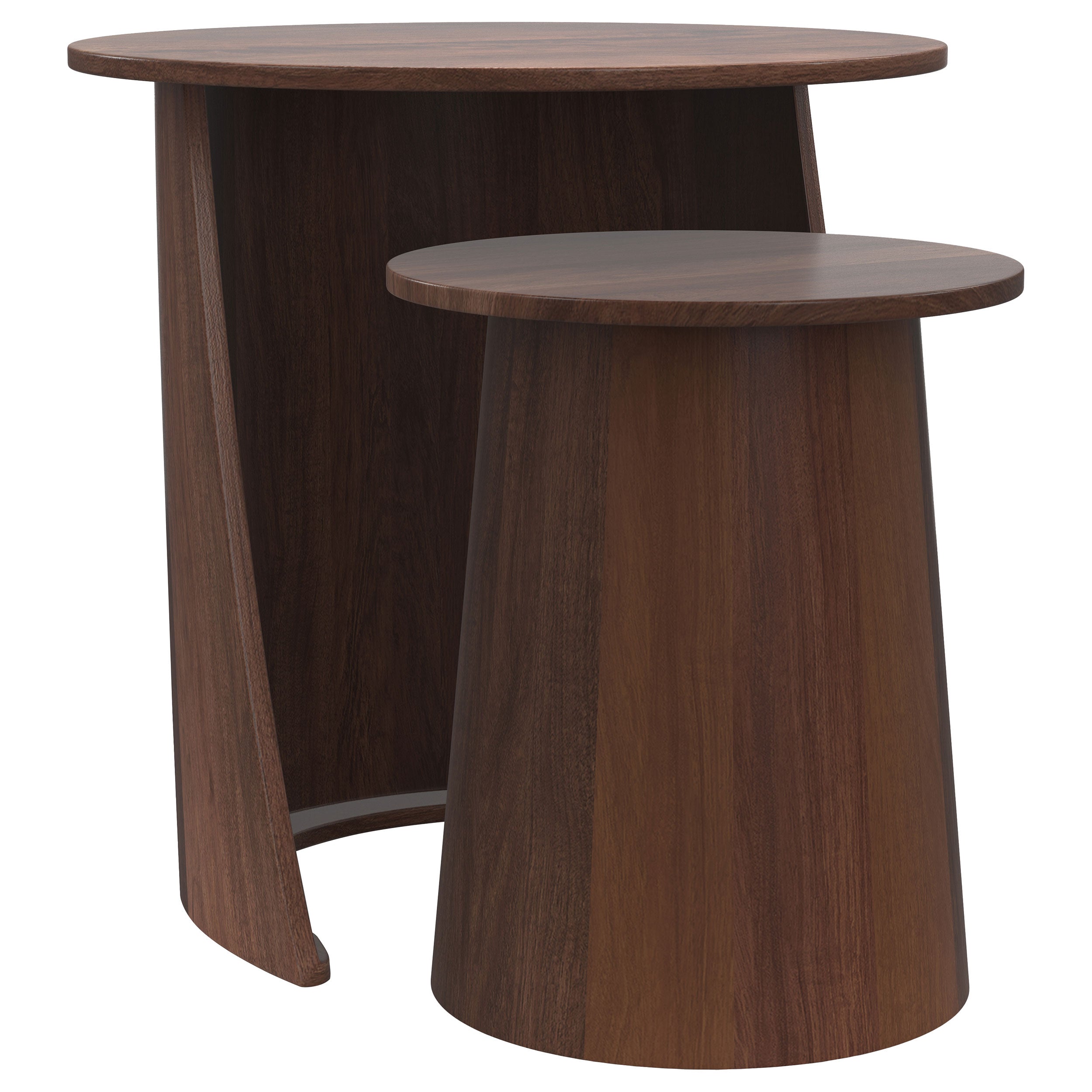 Yency 2-piece Round Mango Wood Nesting Table Set Dark Brown Mango — view 1