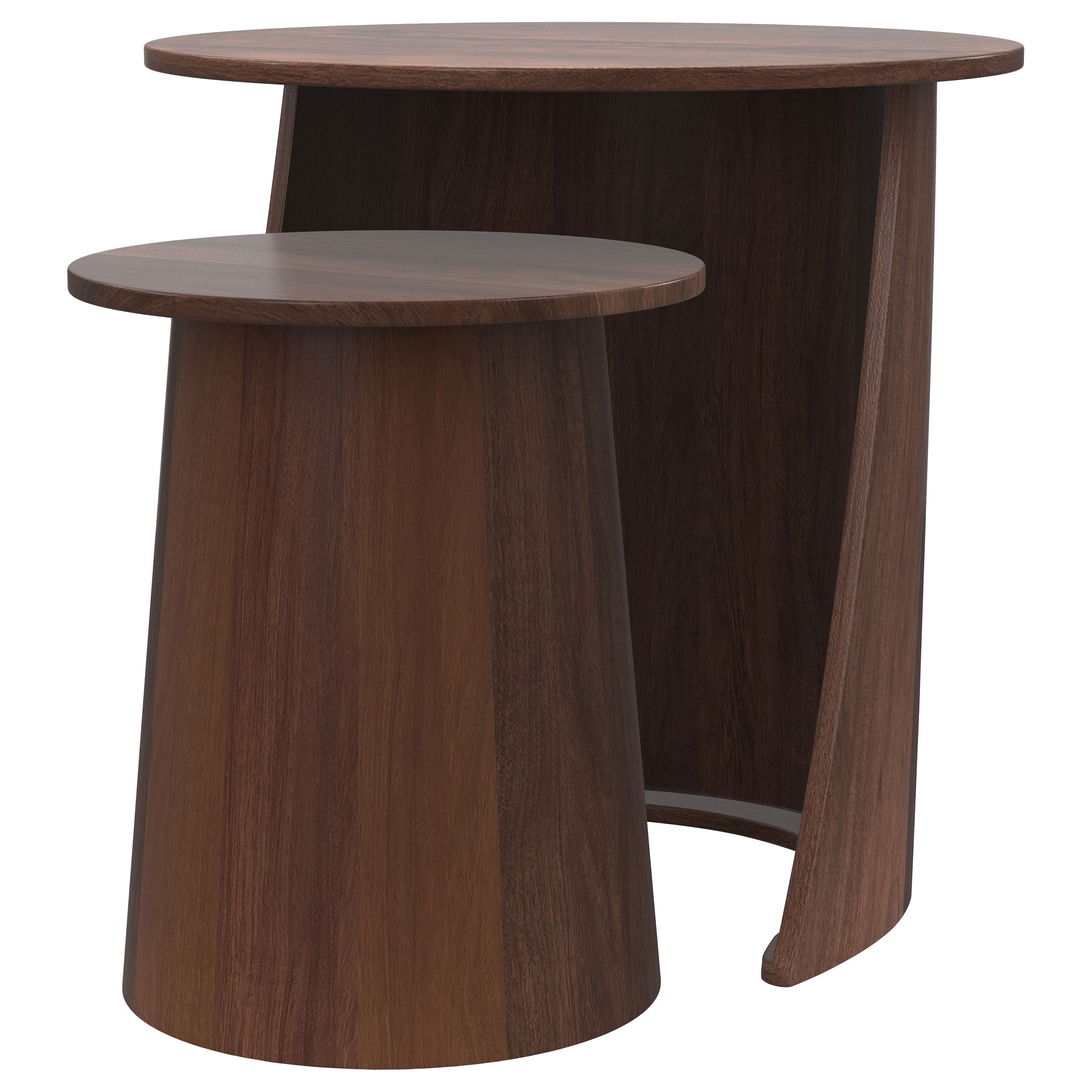 Yency 2-piece Round Mango Wood Nesting Table Set Dark Brown Mango — view 4