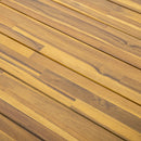 Acacia Wood Patio Dining Table, 69"L Rectangle Outdoor Table - Teak / Black