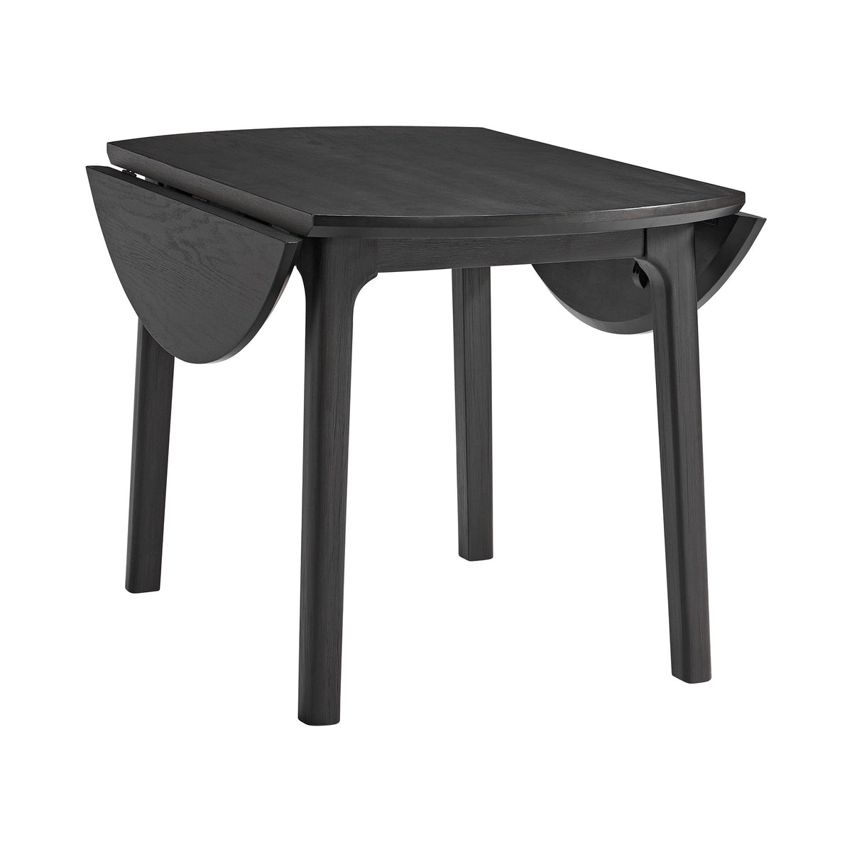 Garcia 3 Piece Dining Set (Round Drop Leaf Table And 2 Chairs) in Black by Elements International, view 7
