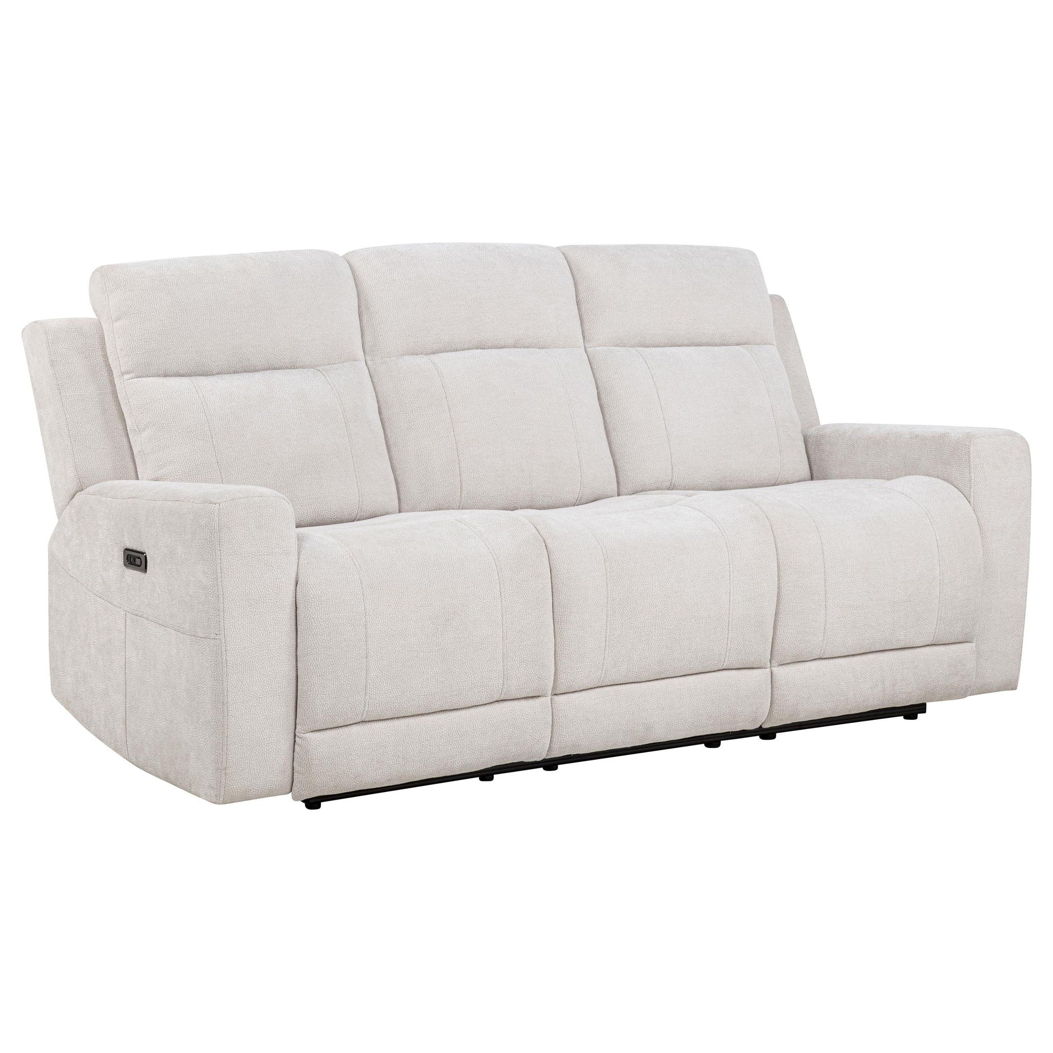 Kennett 3-piece Chenille Power Reclining Sofa Set Ivory