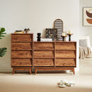 Vintage Style 4 Drawer Double Dresser With Bevel Design - Brown
