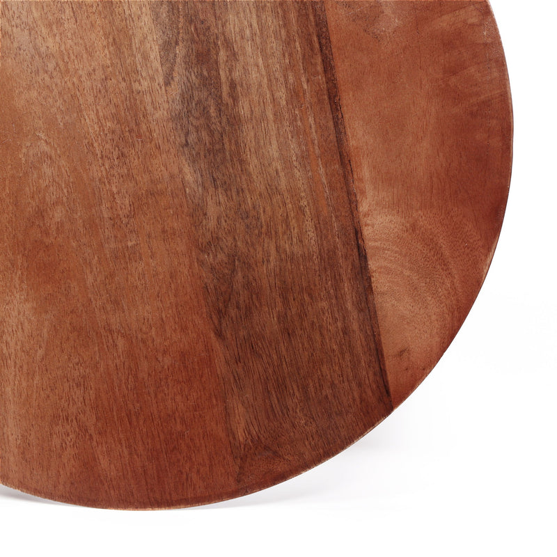 Midcentury Mango Wood Round End Table With 3 Legs - Honey
