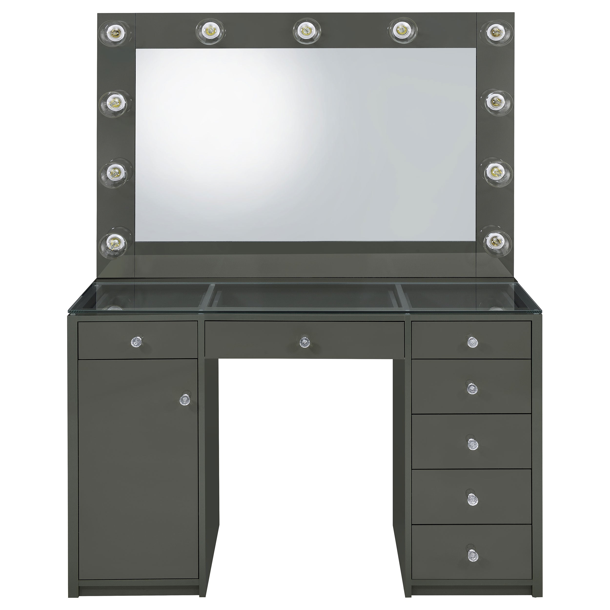 Acena 7-drawer Vanity Set with Lighting Grey High Gloss — view 5
