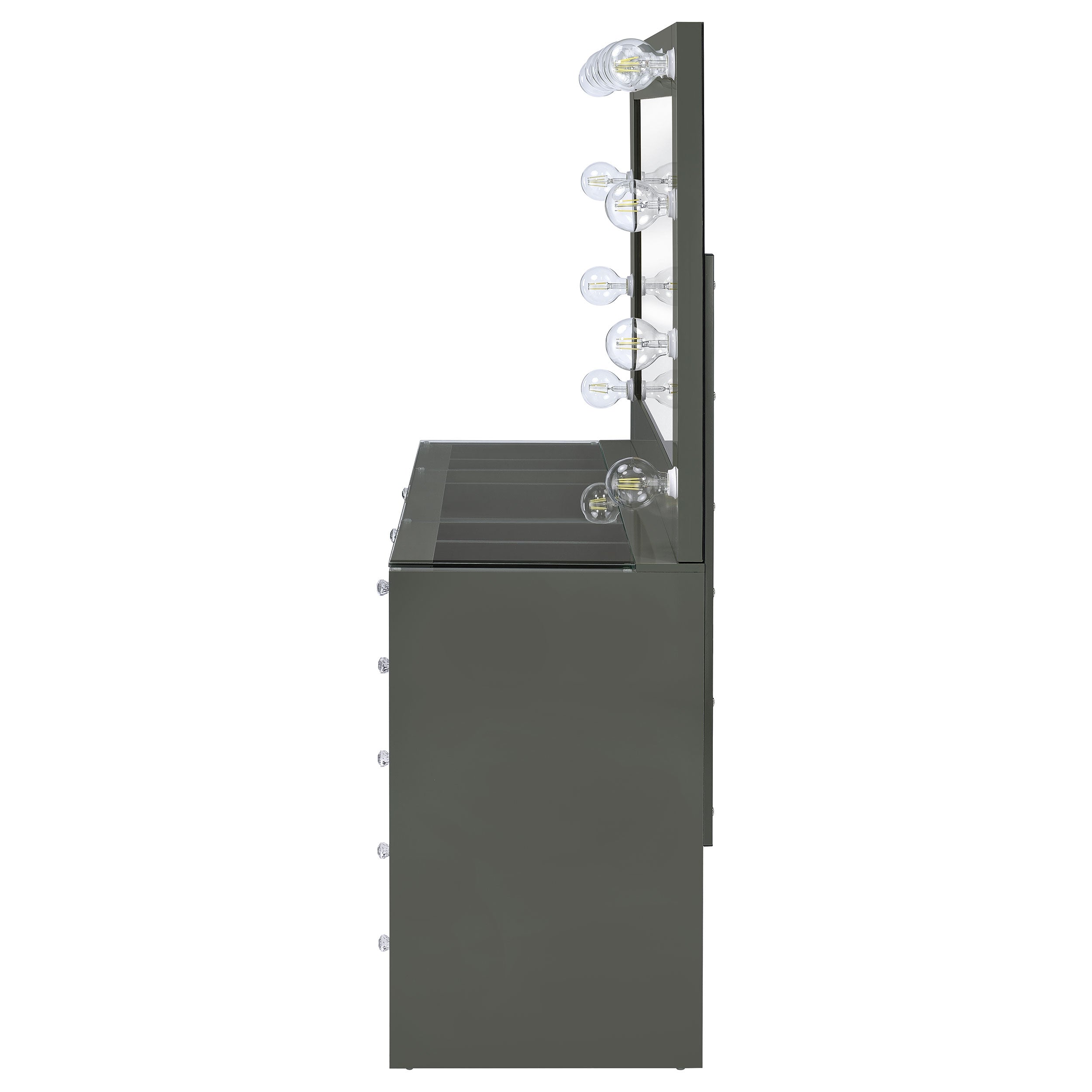 Acena 7-drawer Vanity Set with Lighting Grey High Gloss — view 6