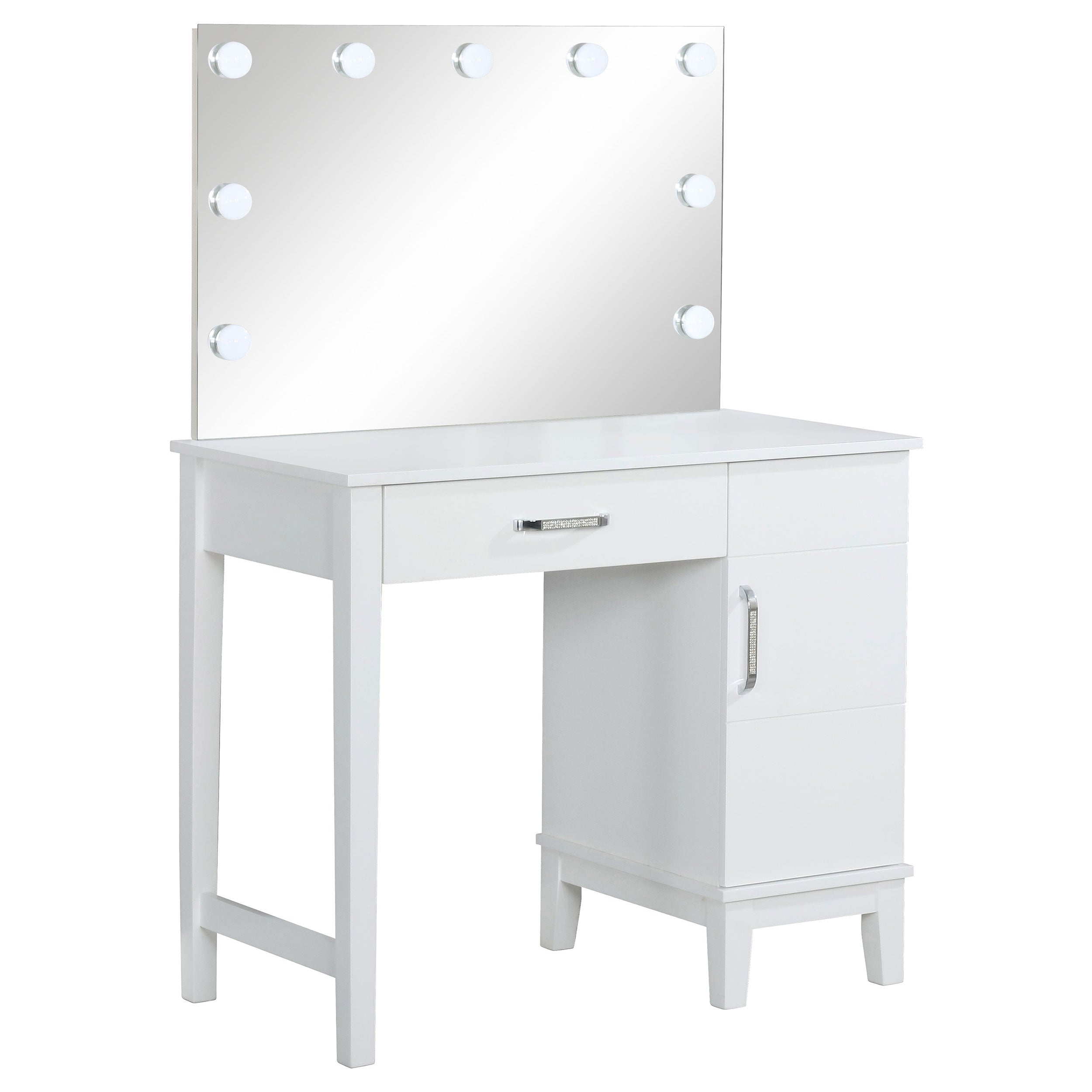 Elijah Vanity Set with Lighting & Stool White and Dark Grey — view 3