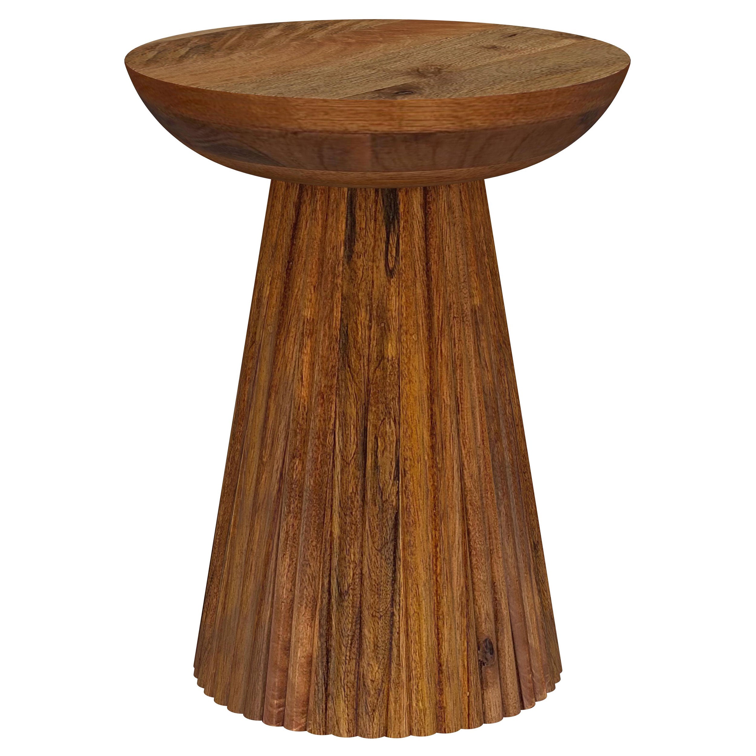 Aureo Round Solid Wood Accent Side Table Wild Honey — view 1
