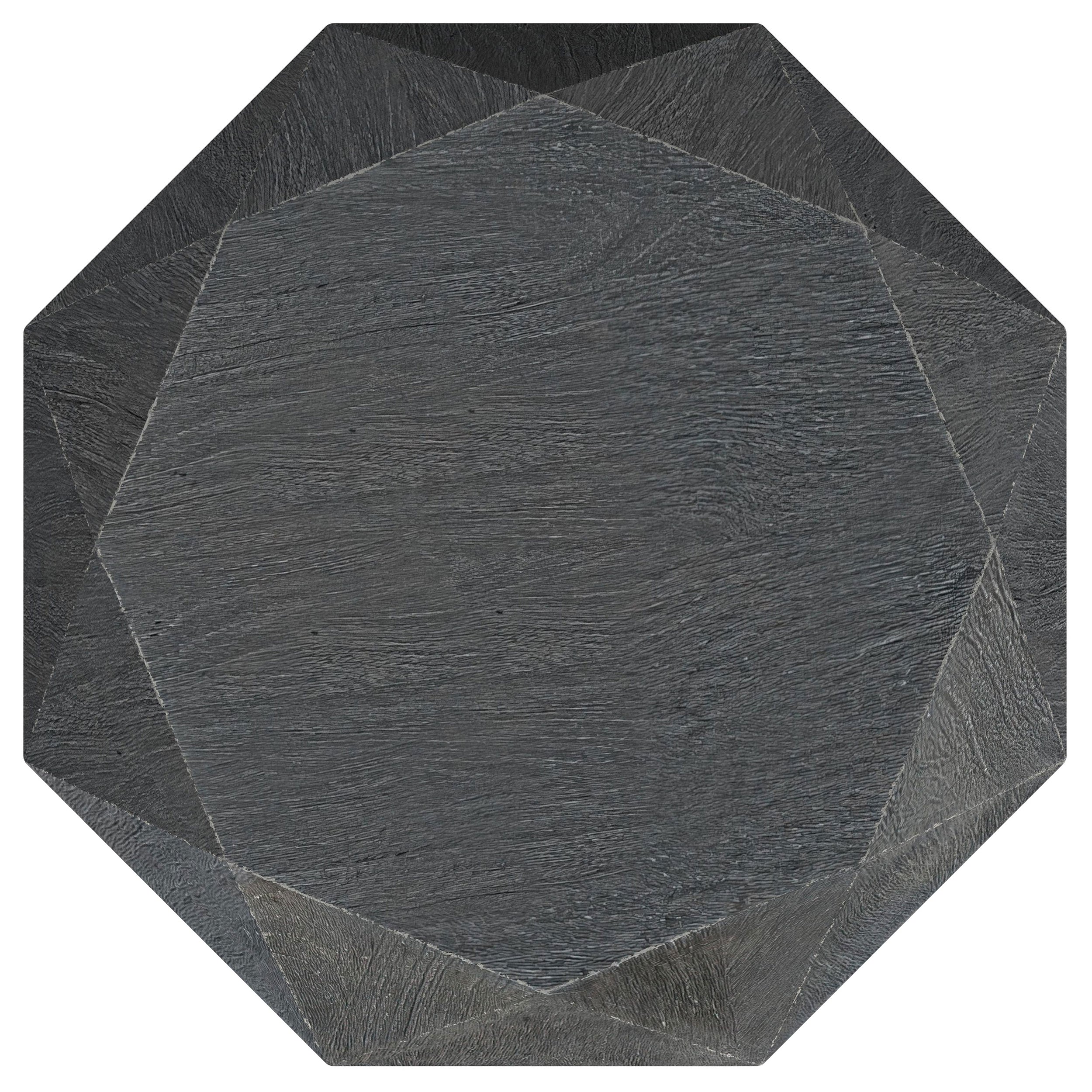 Jacinto Octagonal Solid Mango Wood Side Table Grey — view 3