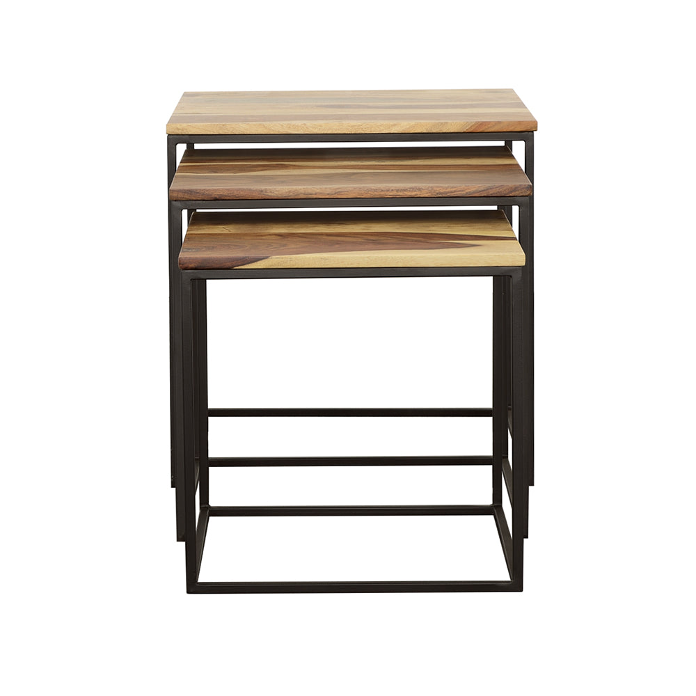 Belcourt 3-piece Square Nesting Tables Natural and Black — view 3