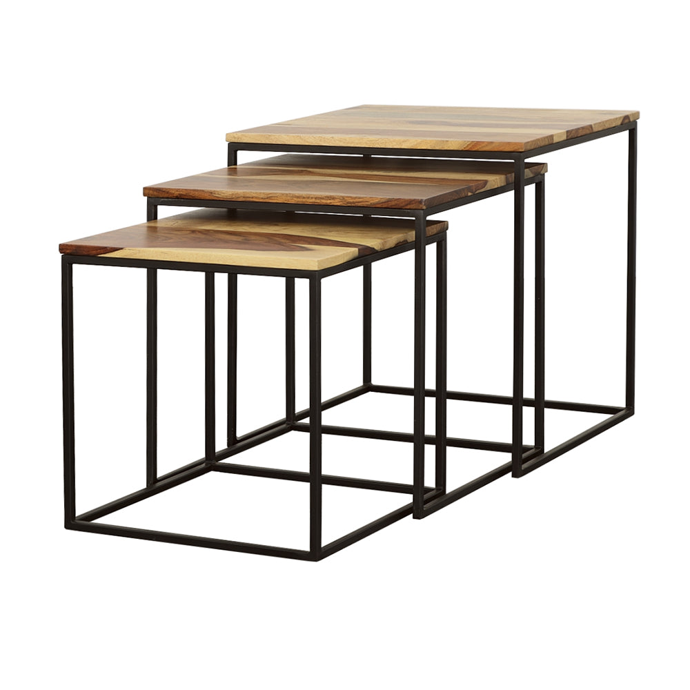 Belcourt 3-piece Square Nesting Tables Natural and Black — view 4