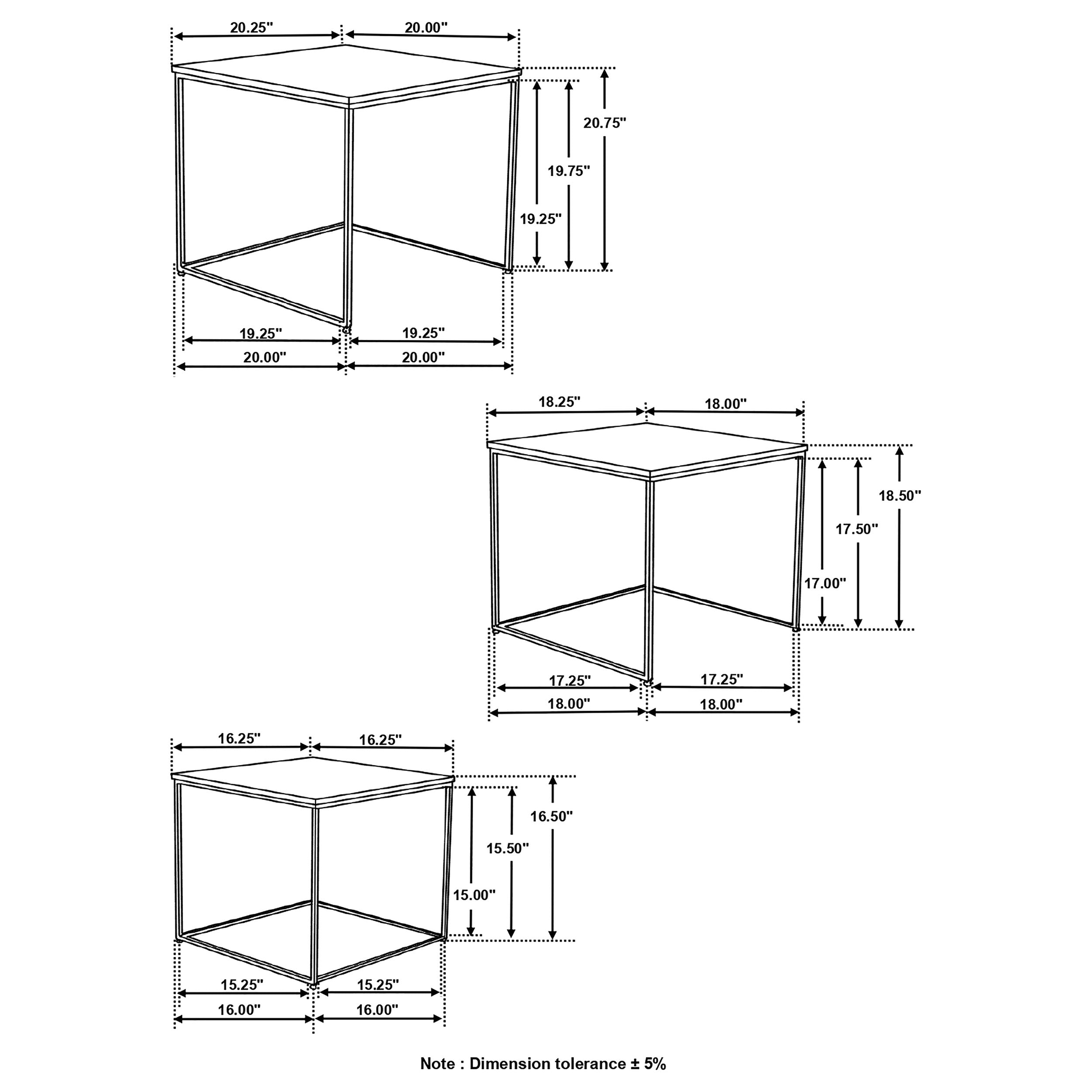 Belcourt 3-piece Square Nesting Tables Natural and Black — view 7