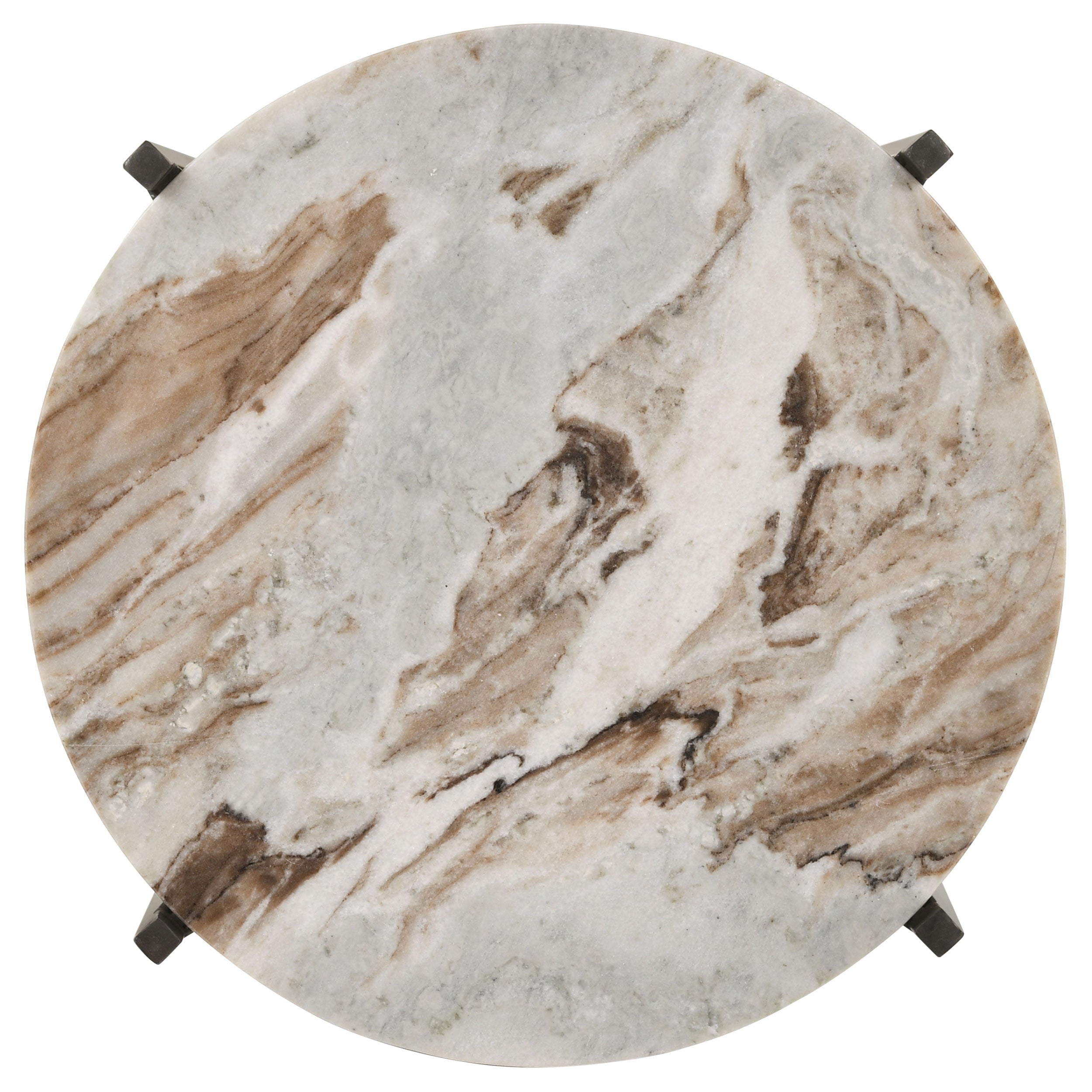 Noemie Round Marble Top Accent Side Table White and Gunmetal — view 4