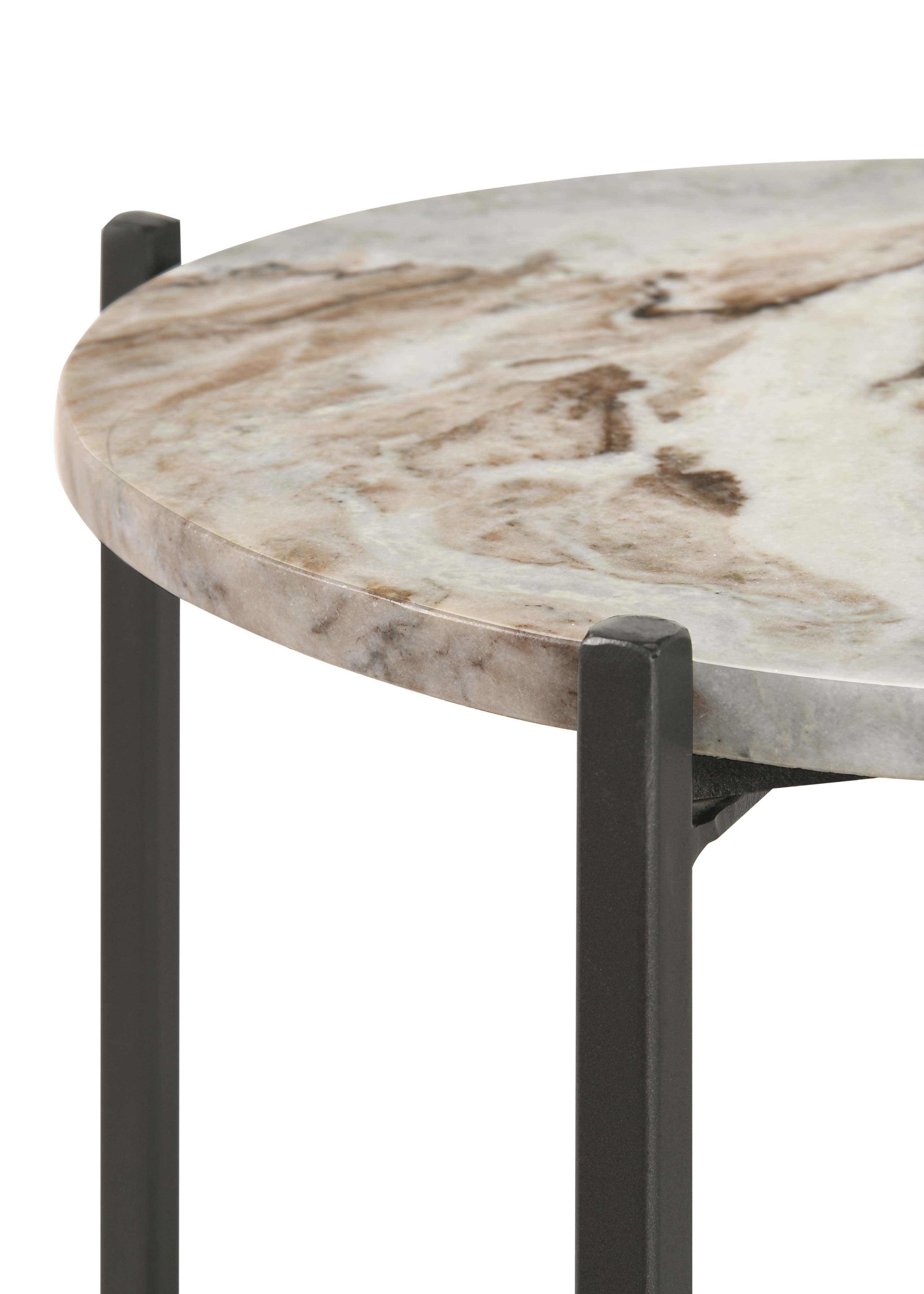 Noemie Round Marble Top Accent Side Table White and Gunmetal — view 5