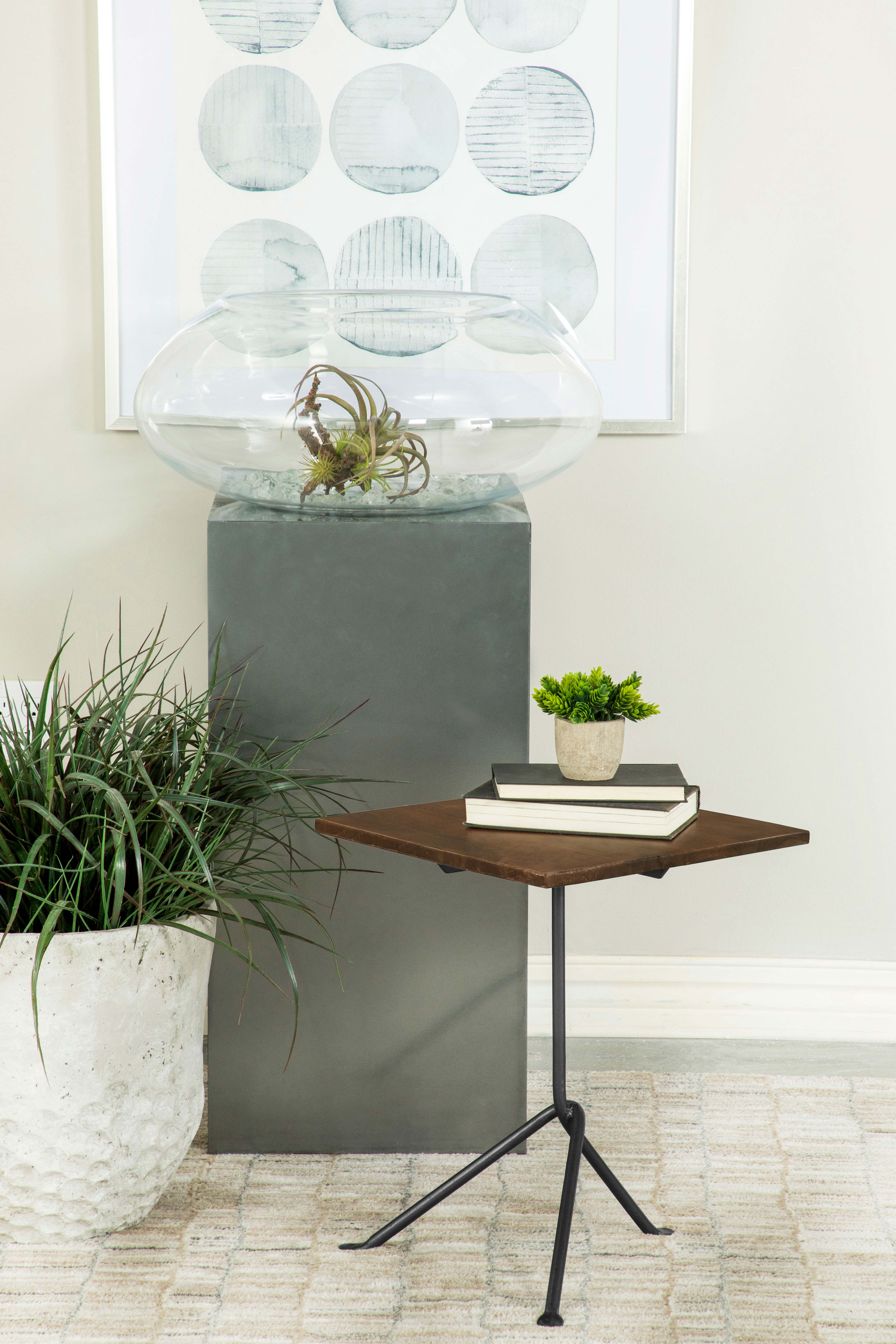 Heitor Square Wood Top Accent Side Table Dark Brown — view 2