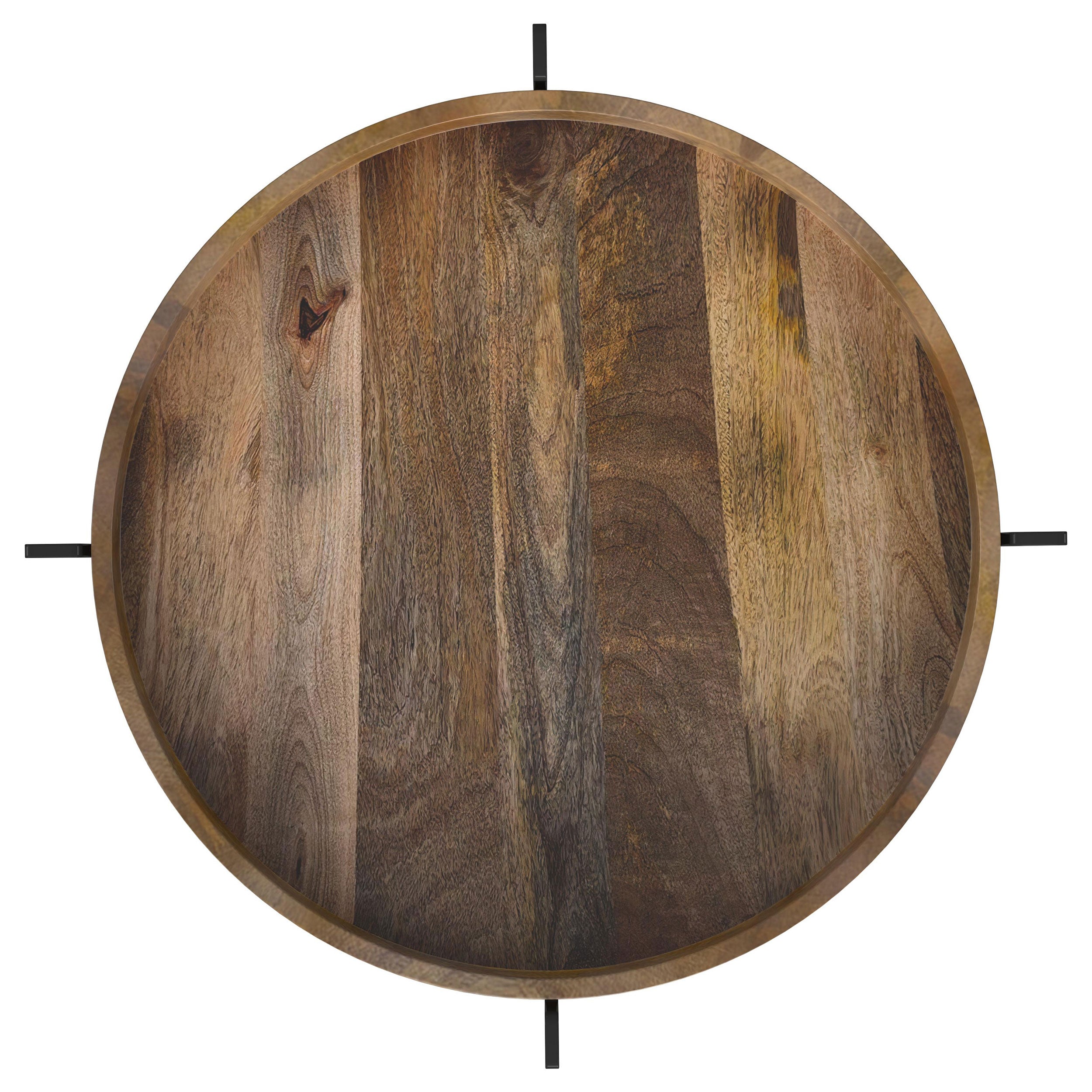 Adhvik Round End Side Table Marble Shelf Natural and Black — view 4