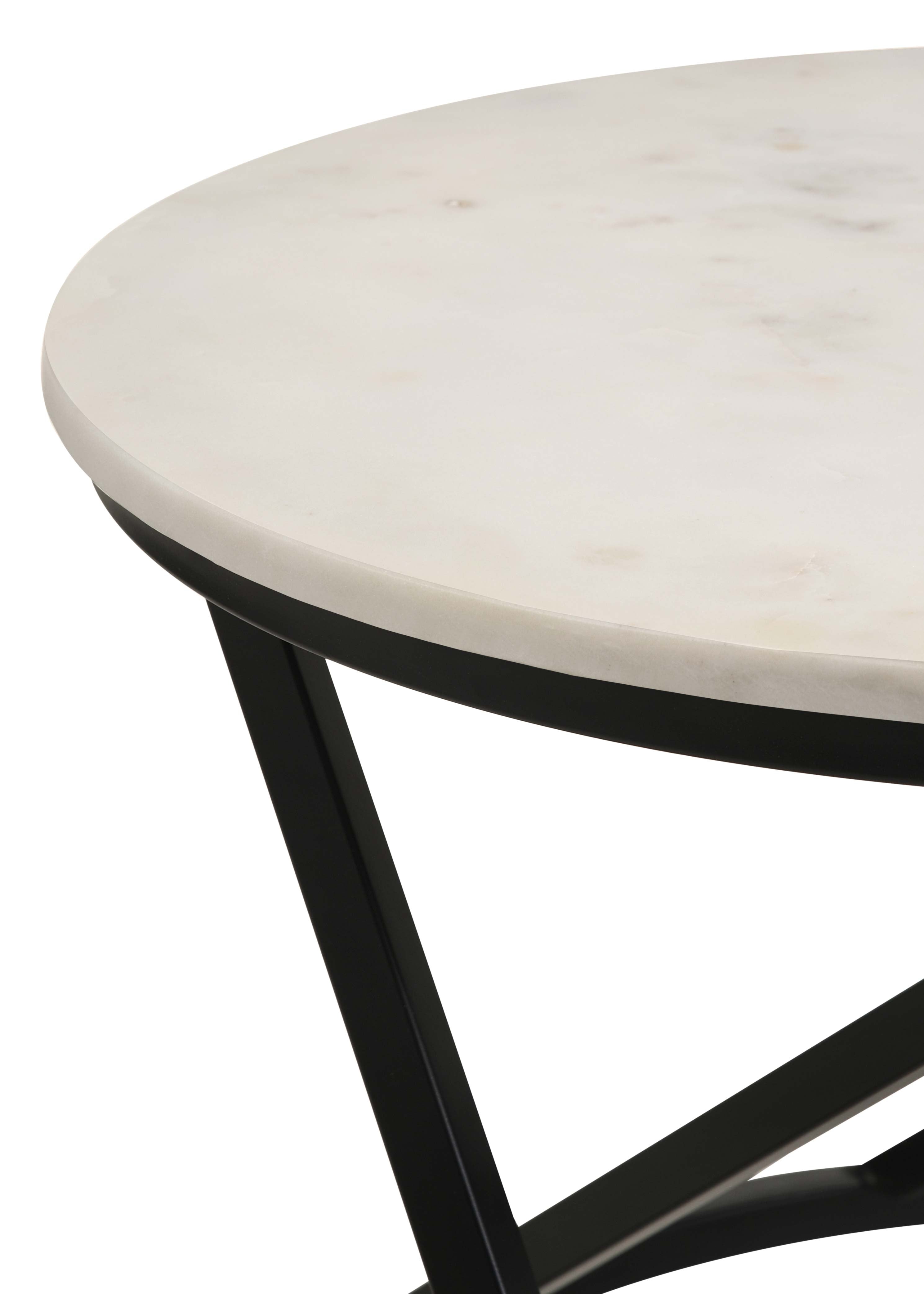 Miguel Round Marble Top Coffee Table White and Black — view 4