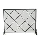 Minimalist Single Panel Iron Fireplace Screen With Diamond Design