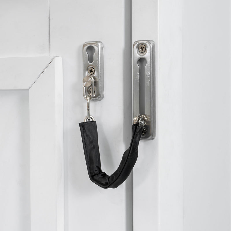 Full Long Loft Bed With Storage Staircase, Murphy Bed, LED Light - White