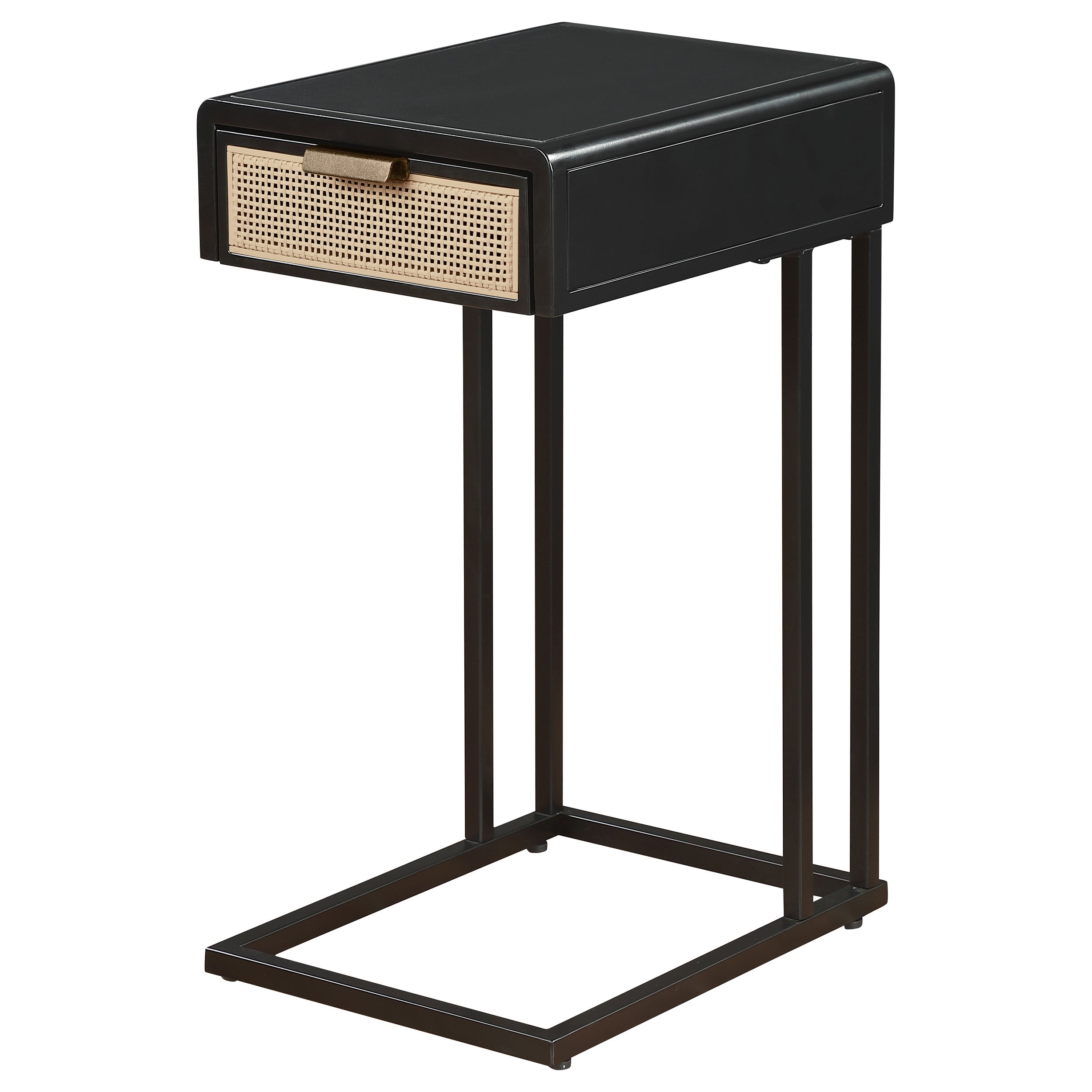 Amherst 1-drawer Radio Weave Cane Metal Side Table Black — view 5