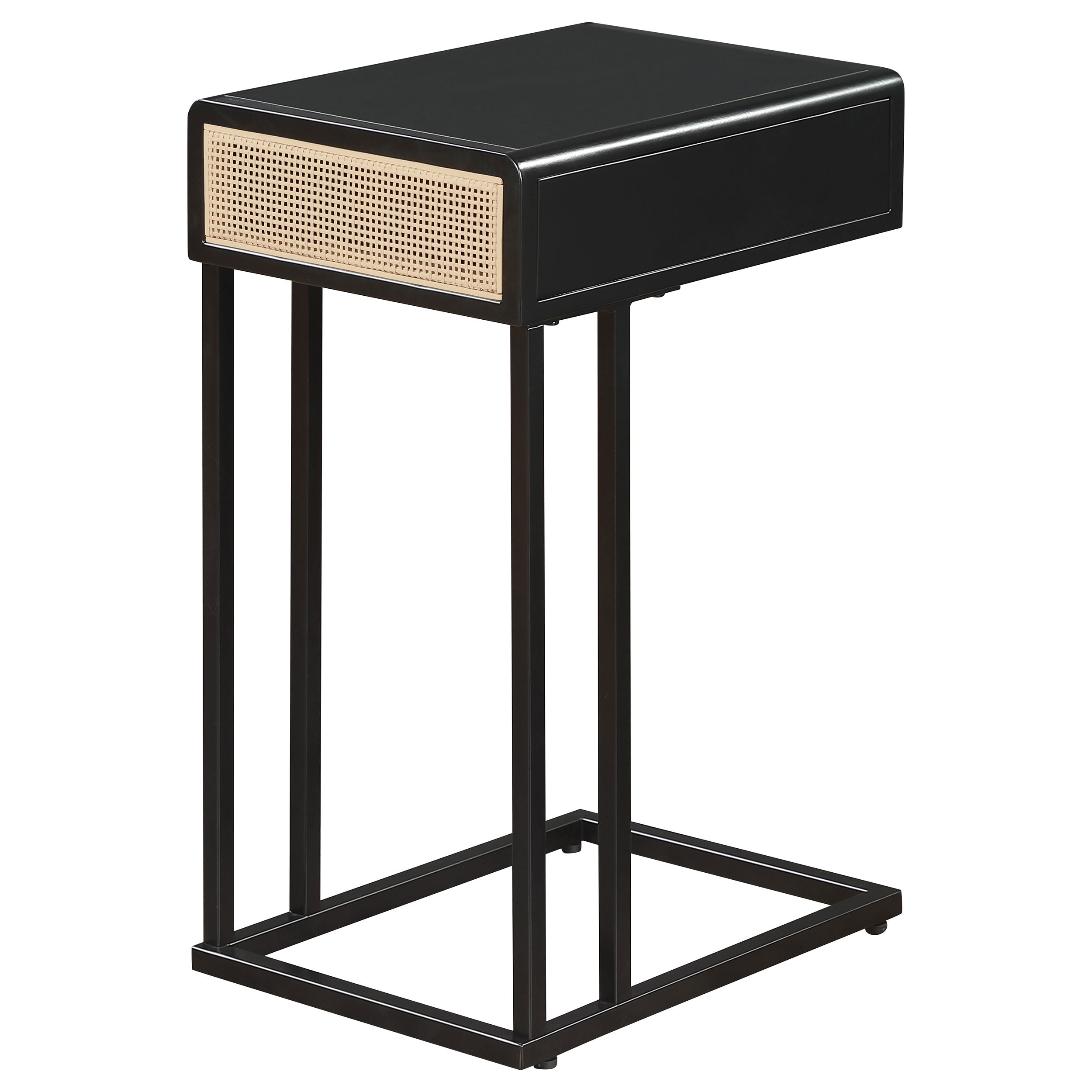 Amherst 1-drawer Radio Weave Cane Metal Side Table Black — view 7